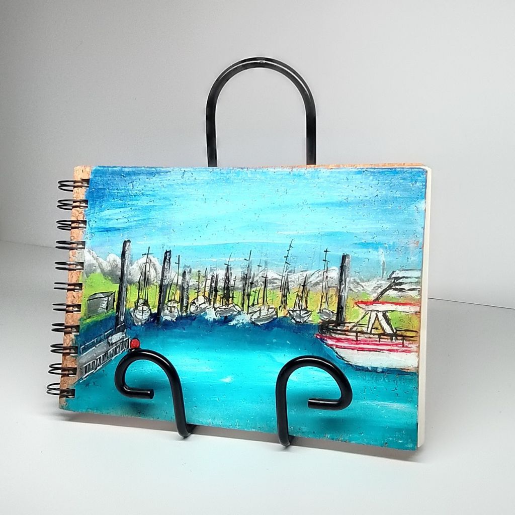 Handpainted Landscape Cork Covered Sketchbook