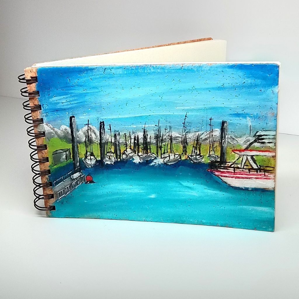 Handpainted Landscape Cork Covered Sketchbook