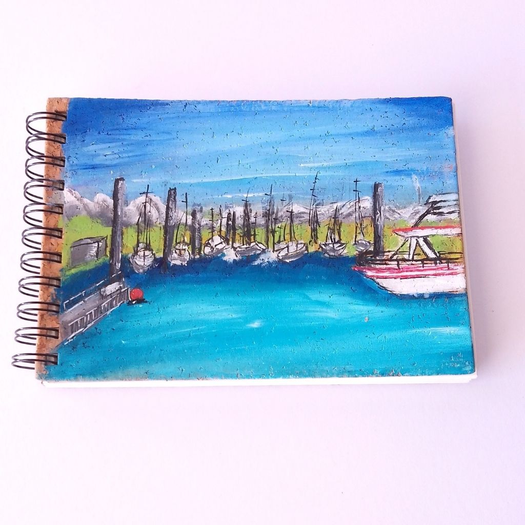 Handpainted Landscape Cork Covered Sketchbook