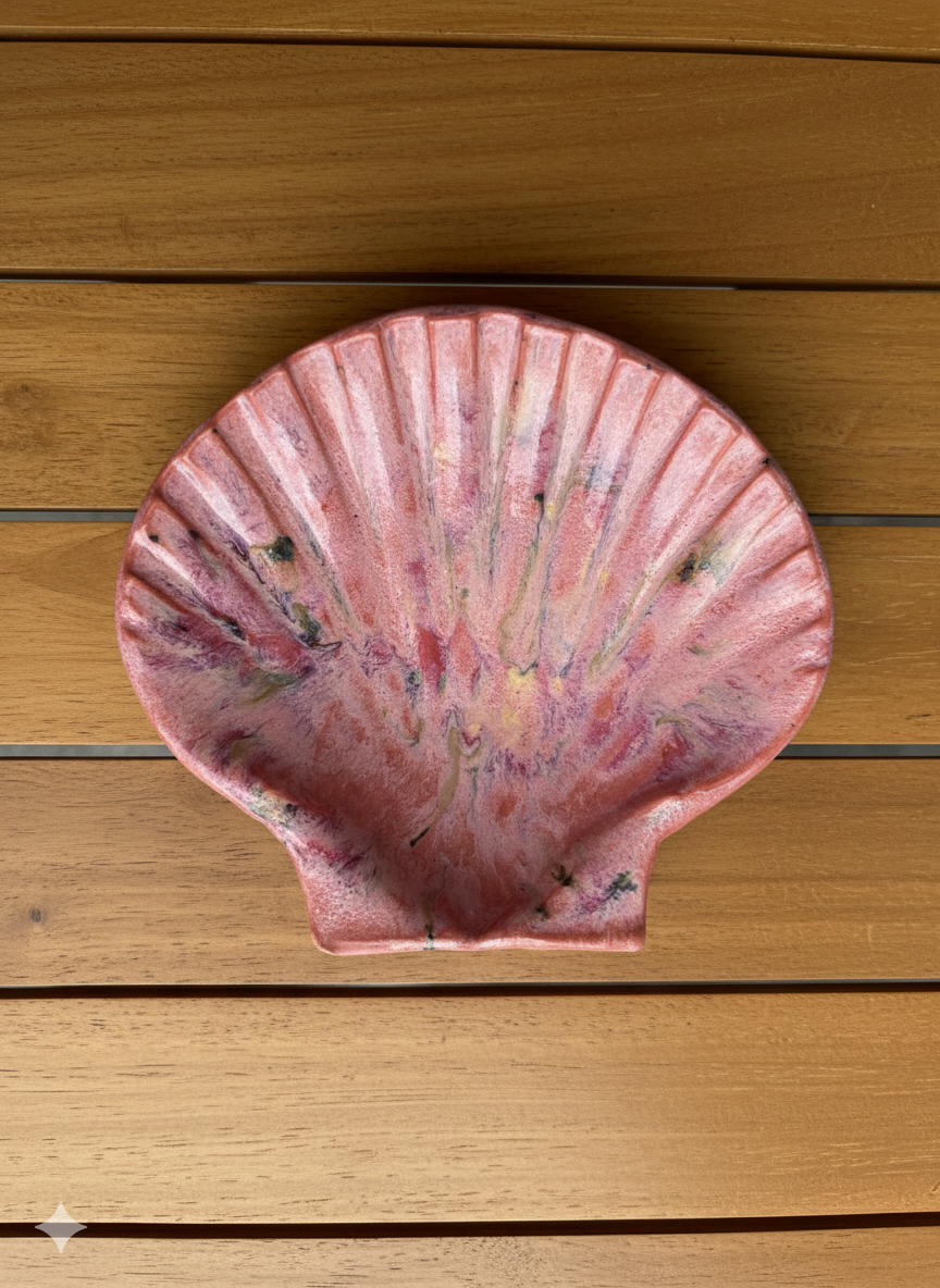 Seaside Style: Ceramic Pink Shell Trinket / Soap Dish