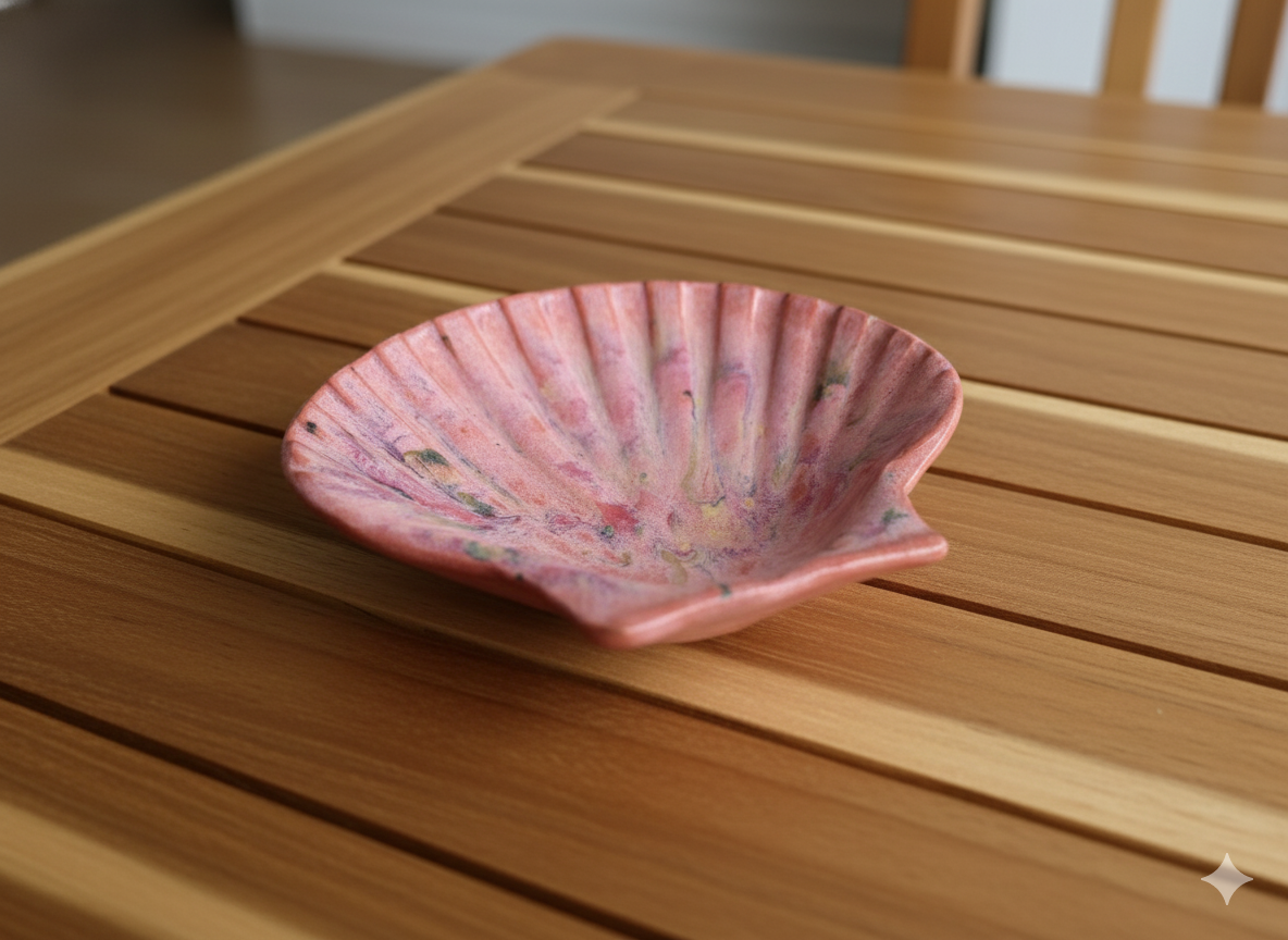 Seaside Style: Ceramic Pink Shell Trinket / Soap Dish