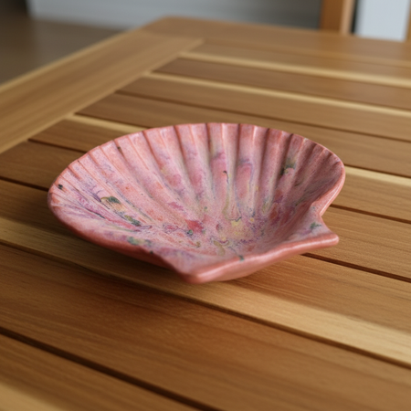 Seaside Style: Ceramic Pink Shell Trinket / Soap Dish