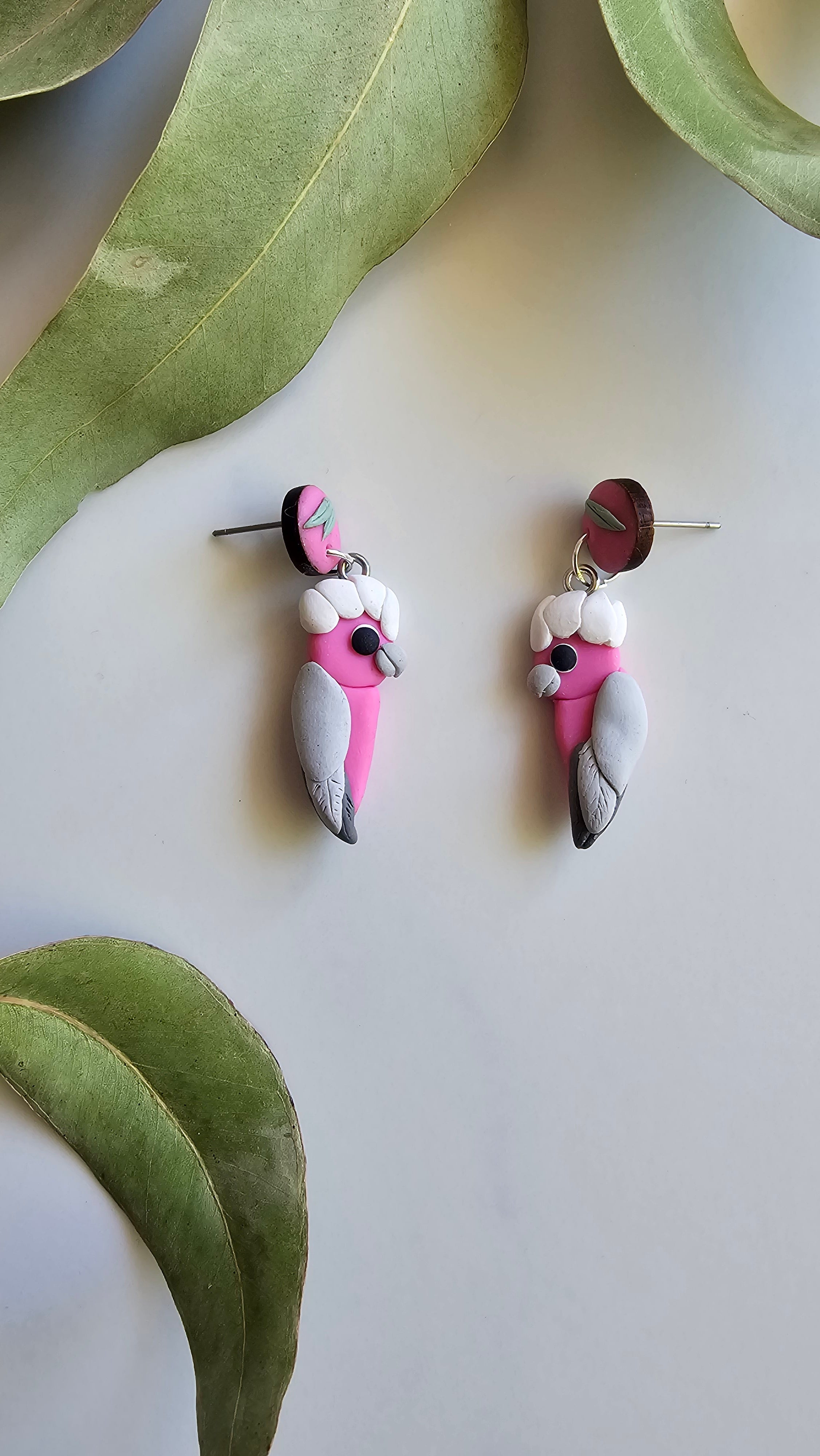 Pink Galah Hand Made Dangle Earrings .
