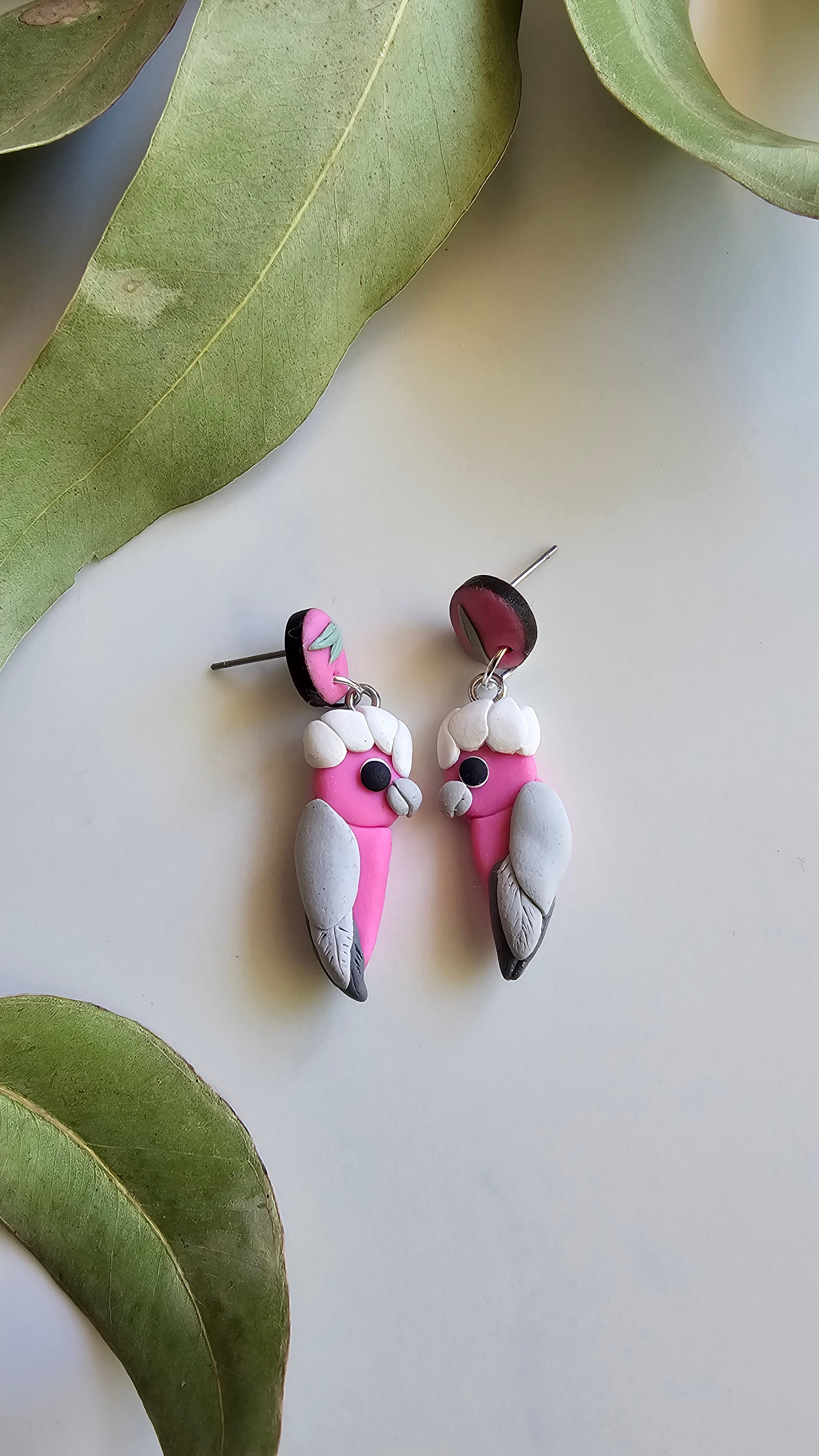 Pink Galah Hand Made Dangle Earrings .