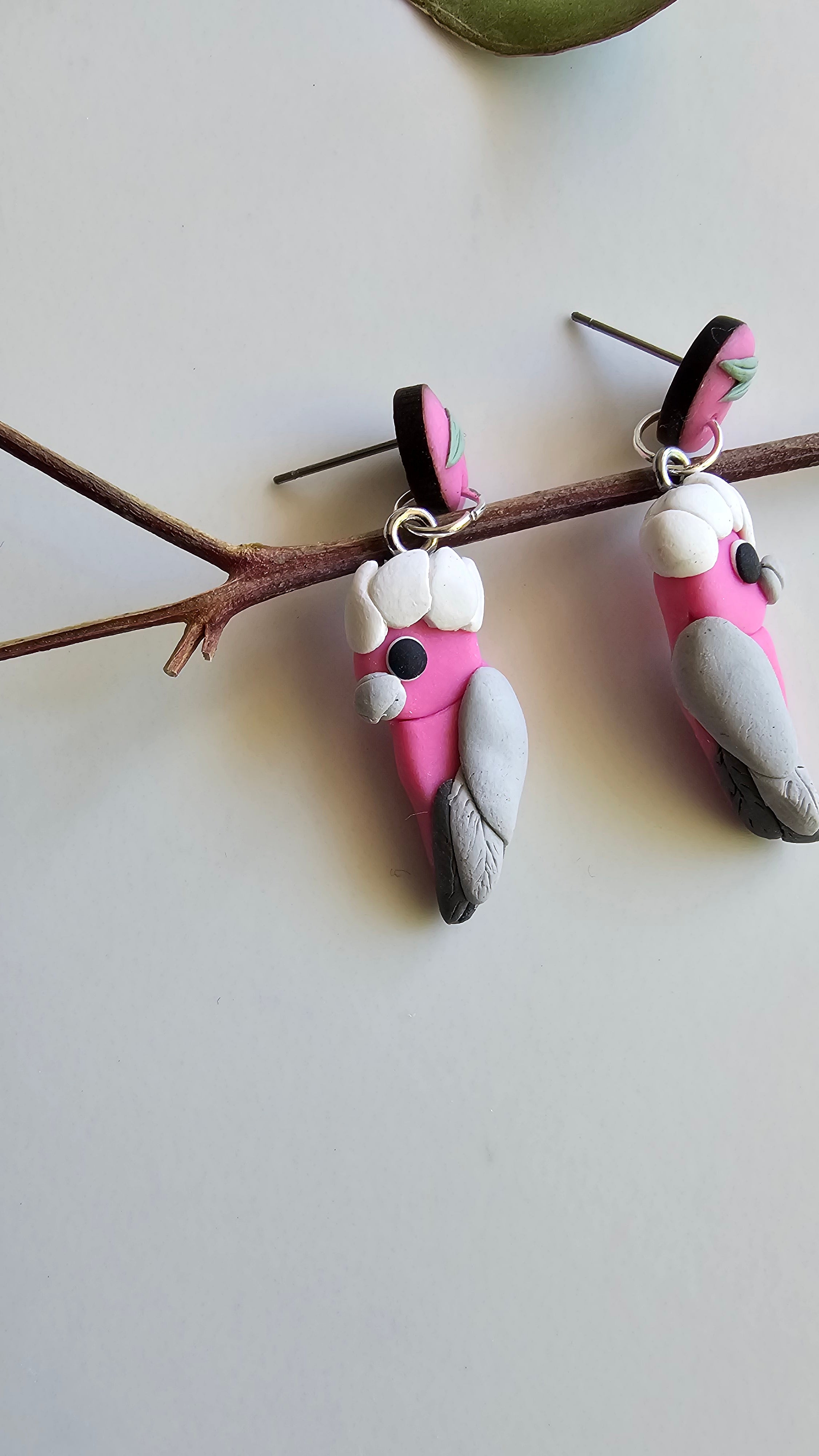 Pink Galah Hand Made Dangle Earrings .
