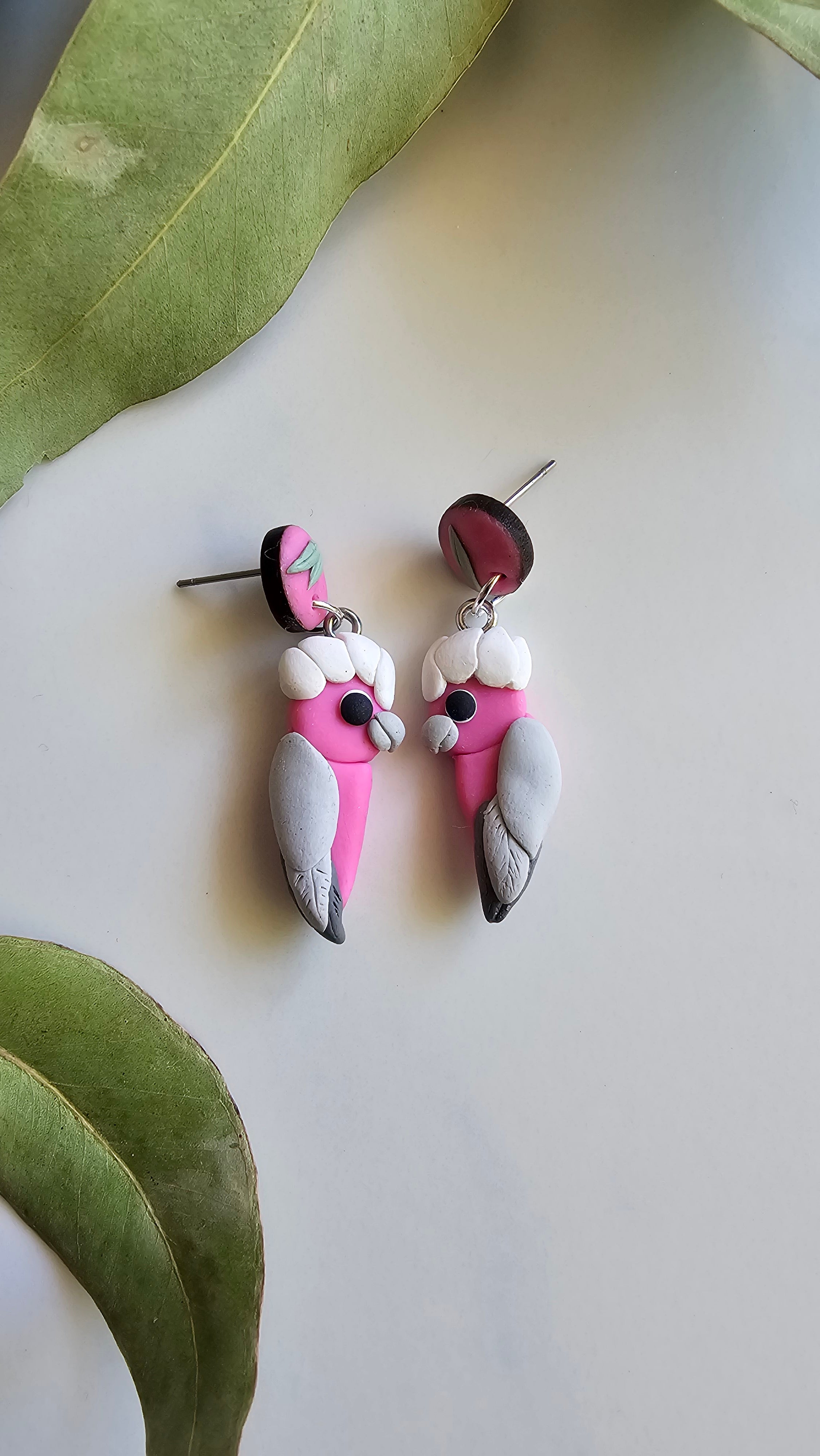 Pink Galah Hand Made Dangle Earrings .