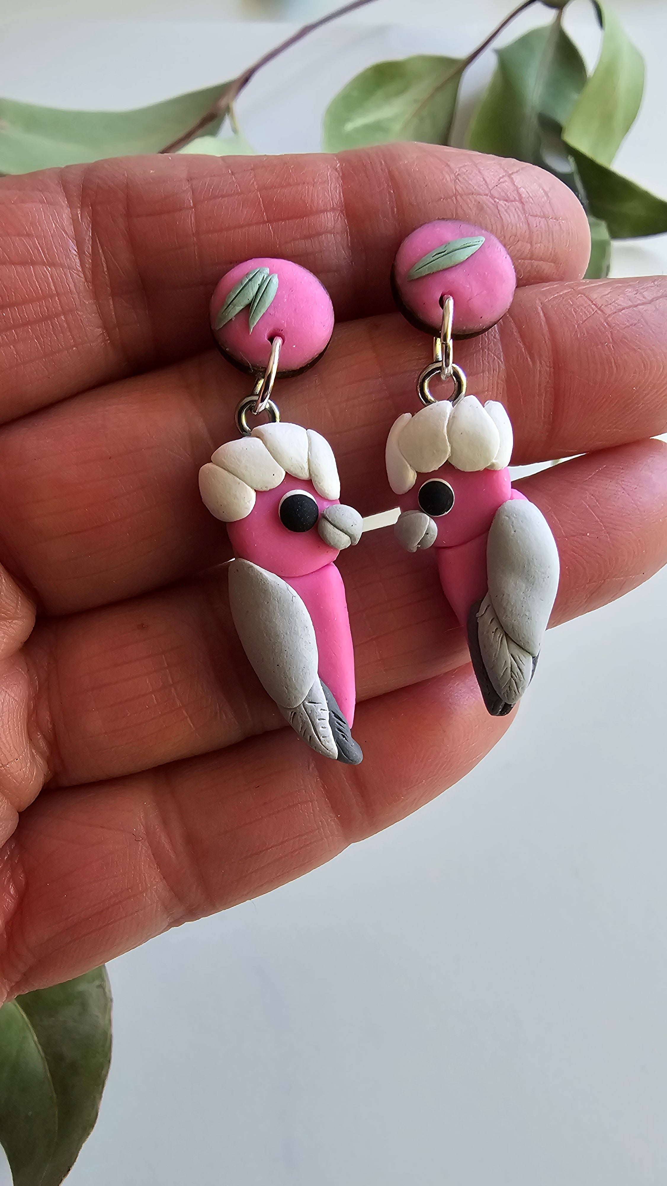 Pink Galah Hand Made Dangle Earrings .