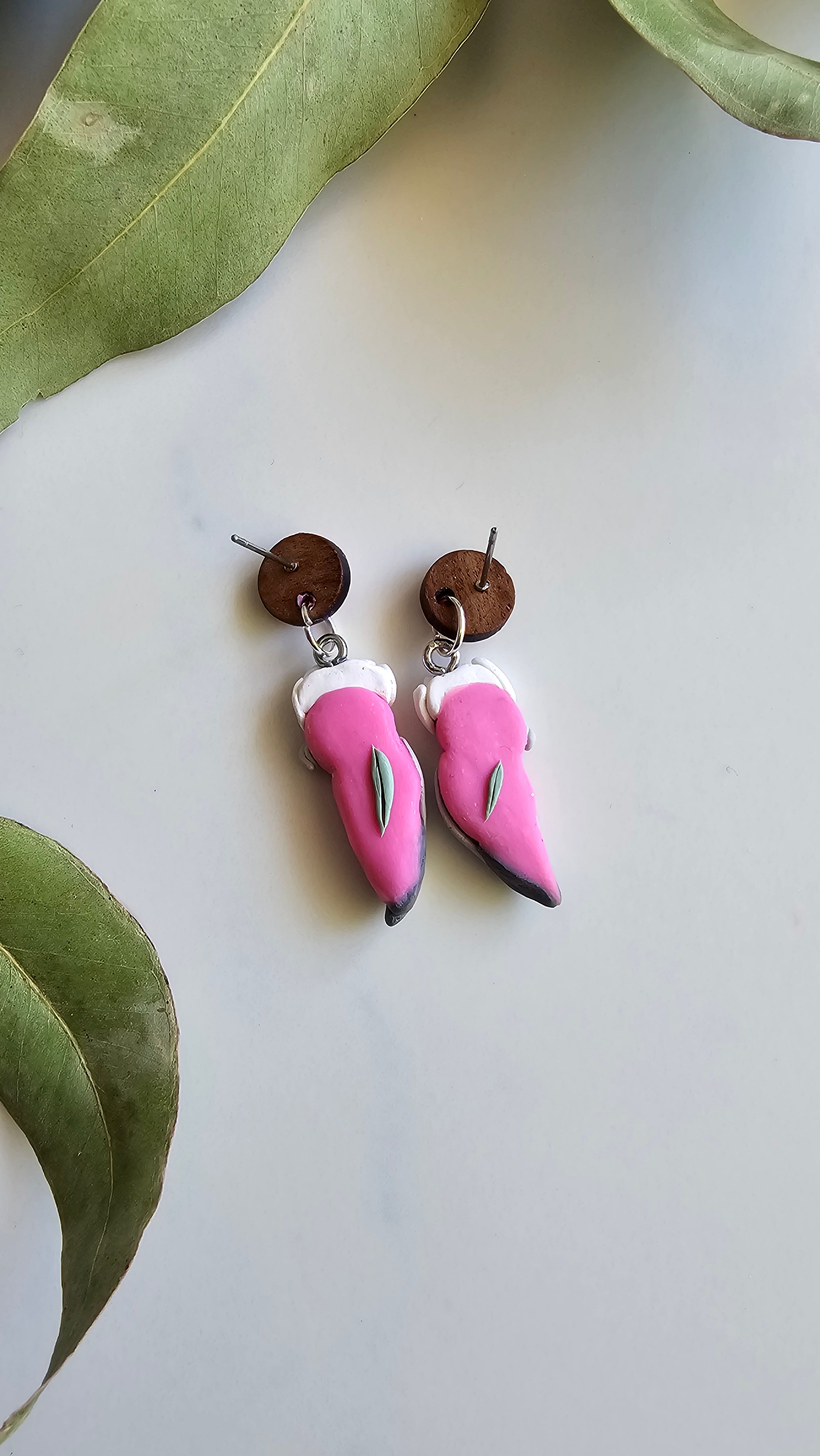 Pink Galah Hand Made Dangle Earrings .