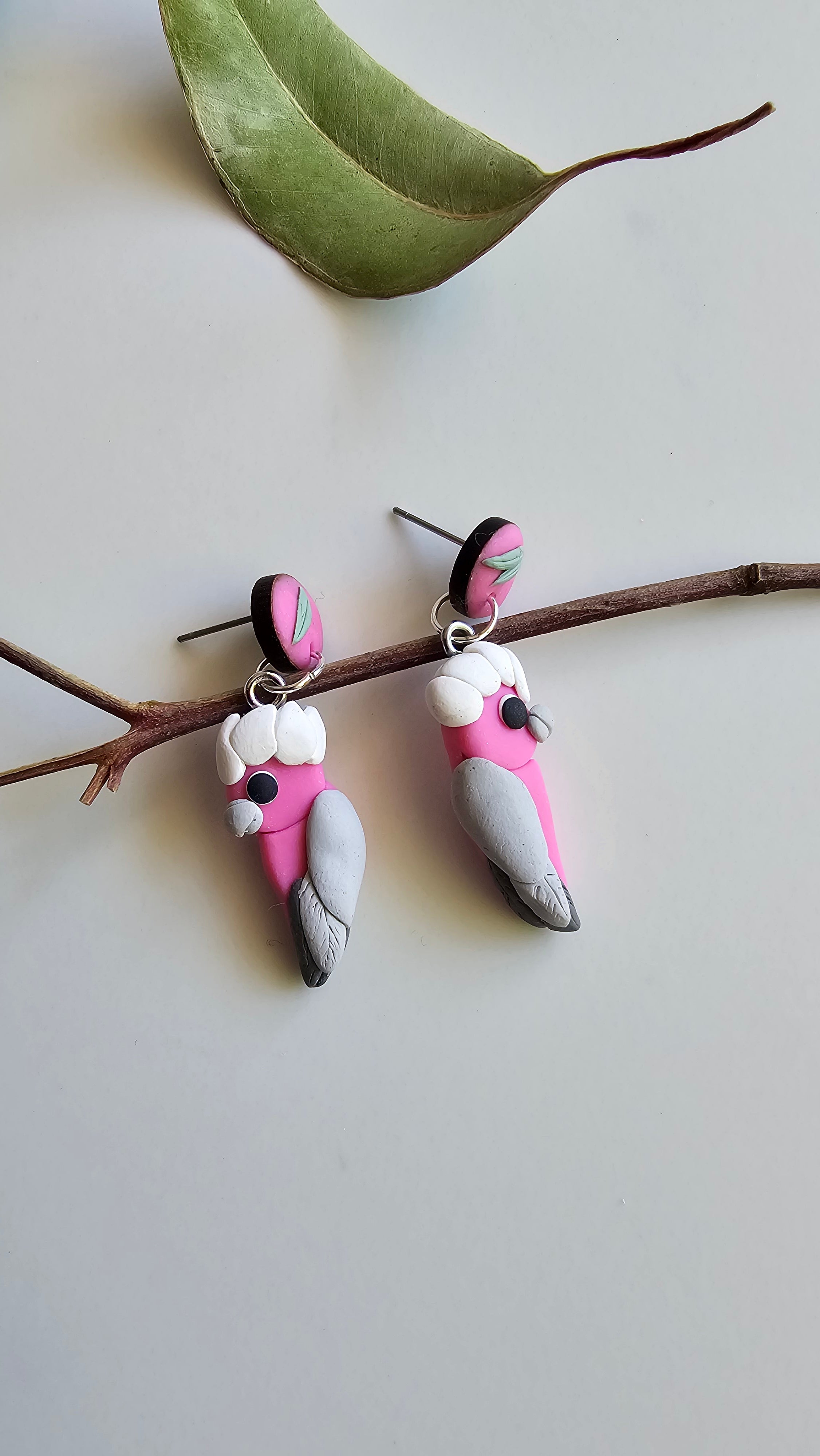 Pink Galah Hand Made Dangle Earrings .