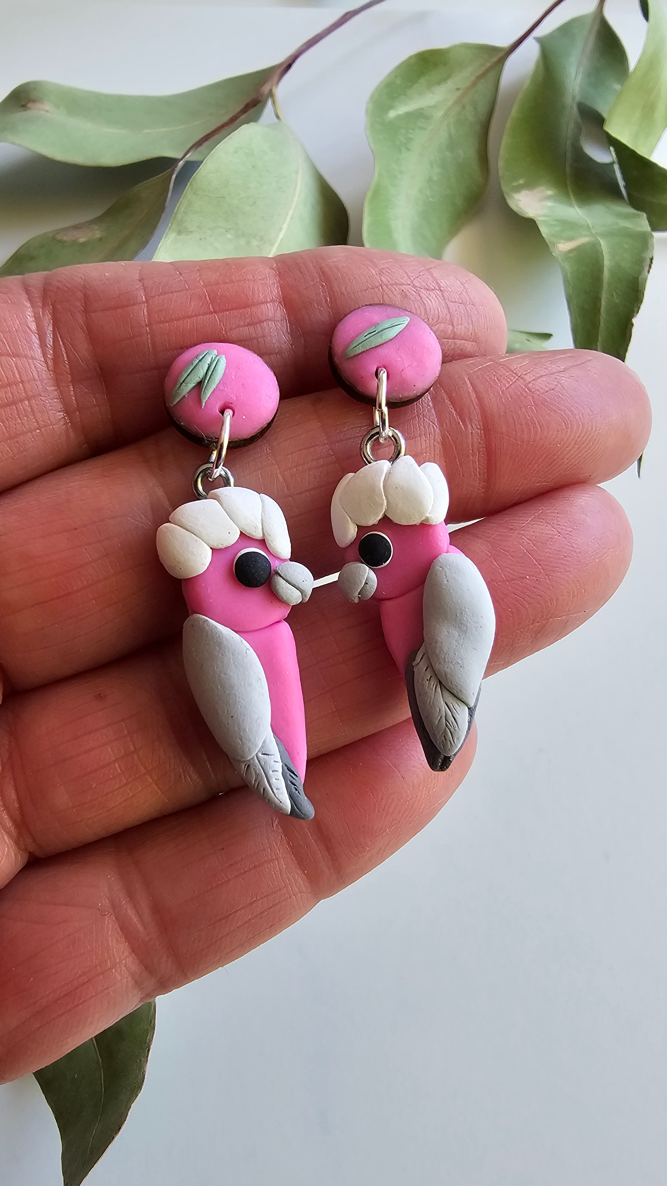 Pink Galah Hand Made Dangle Earrings .
