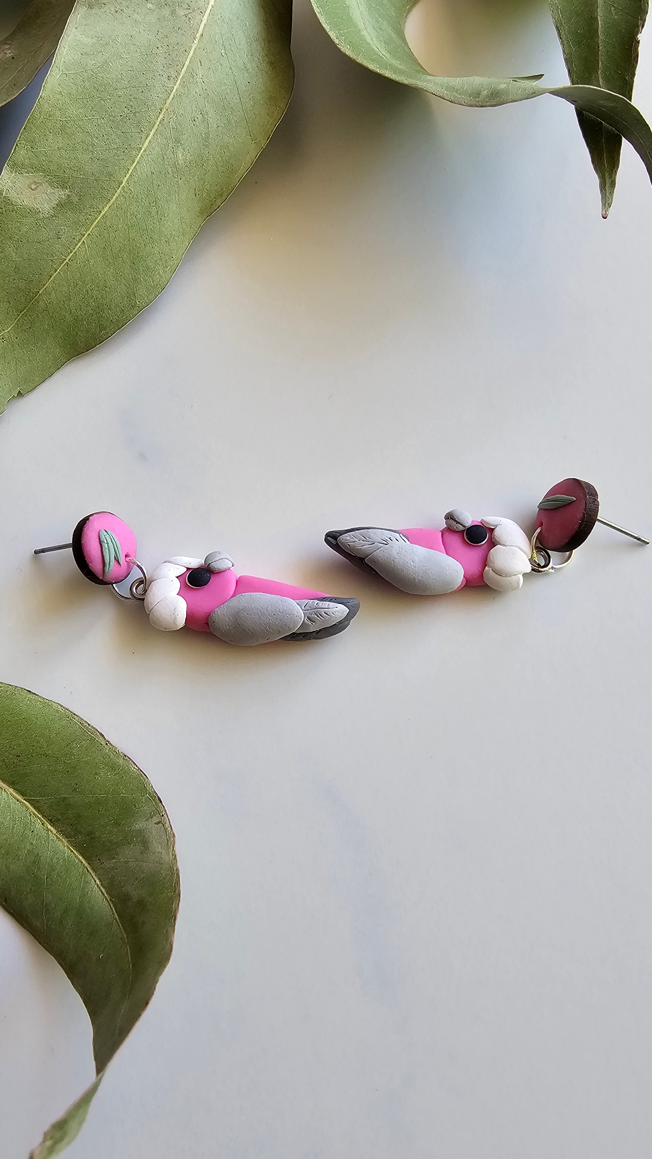 Pink Galah Hand Made Dangle Earrings .