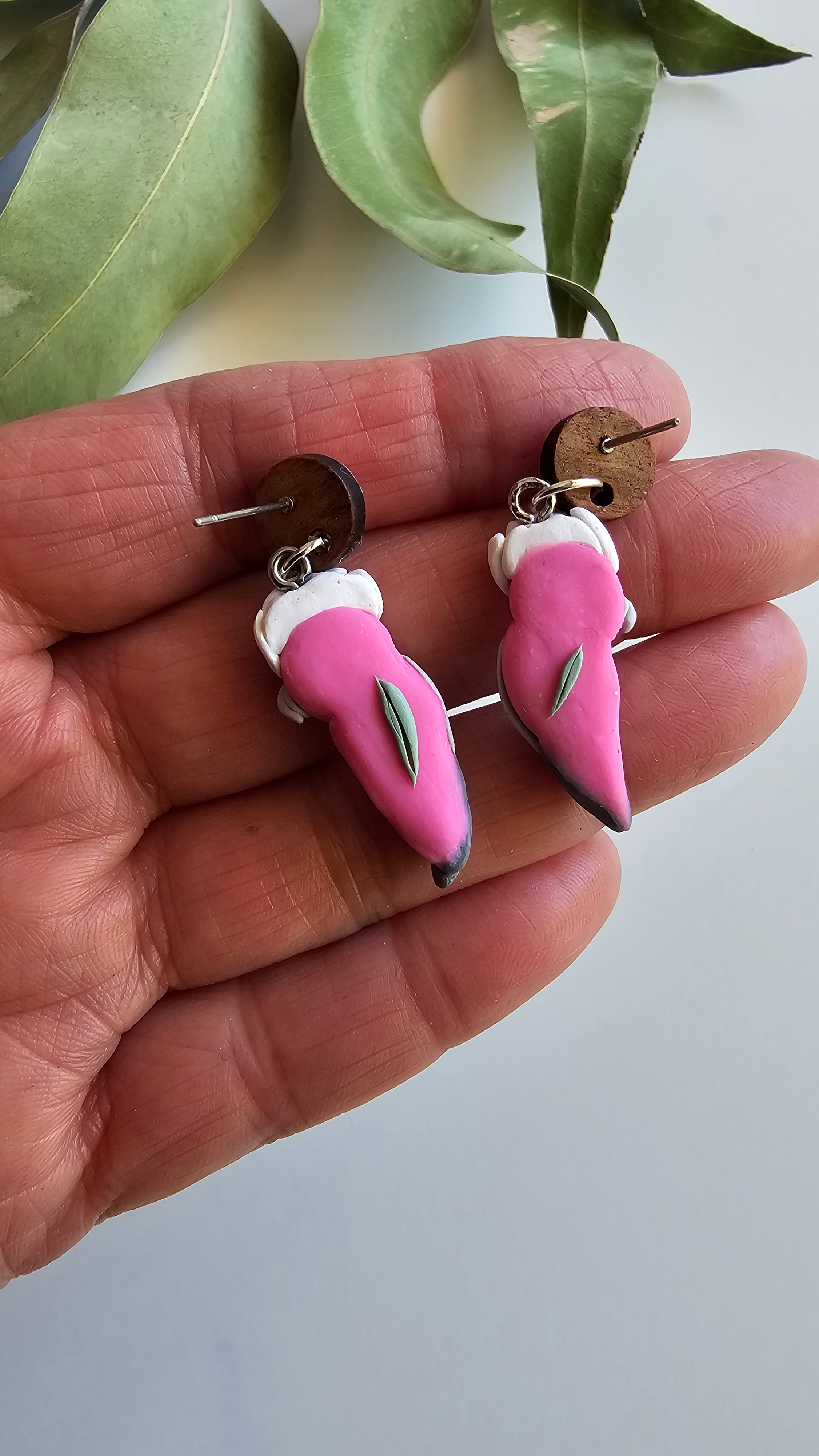 Pink Galah Hand Made Dangle Earrings .