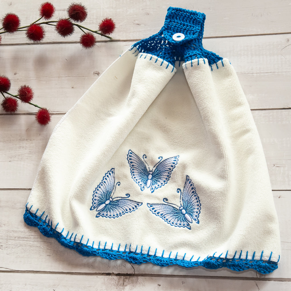 Embroidered Hanging Tea Towels / Hand Towels - Single Sided