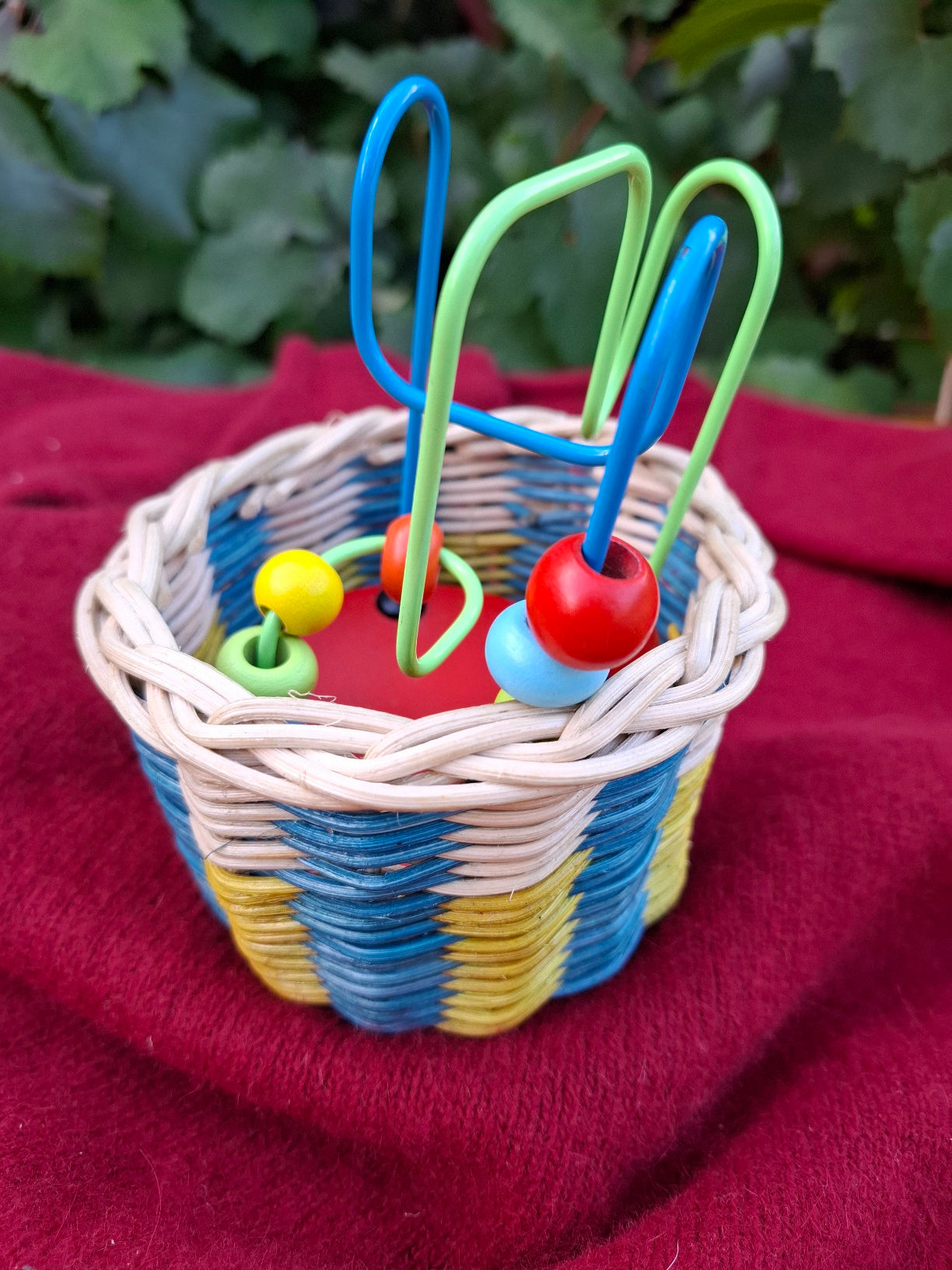 Small blue yellow basket