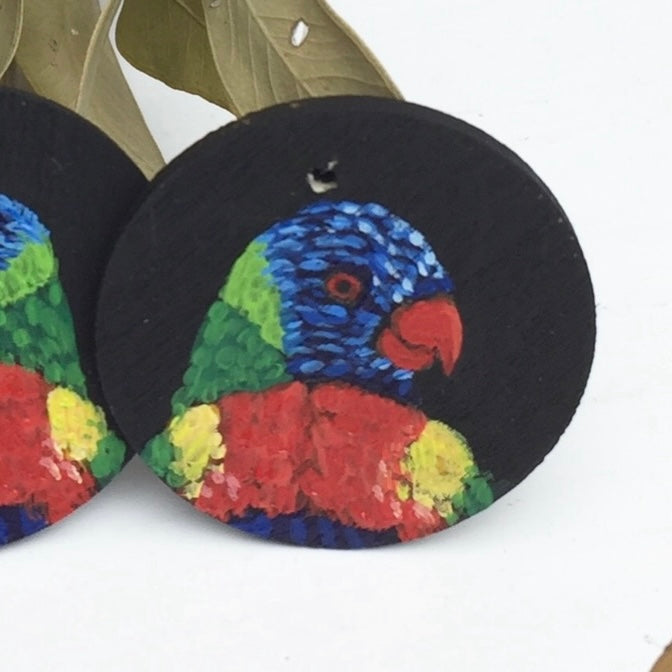 Hand Painted Rainbow Lorikeet Earrings