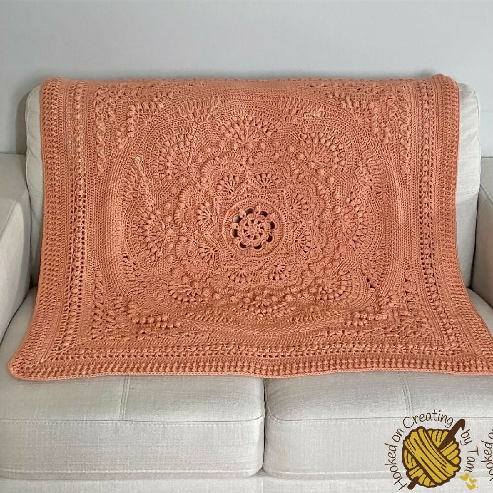 Handmade | Crochet | Heirloom | Baby Blanket | Lap Blanket | Vintage Peach