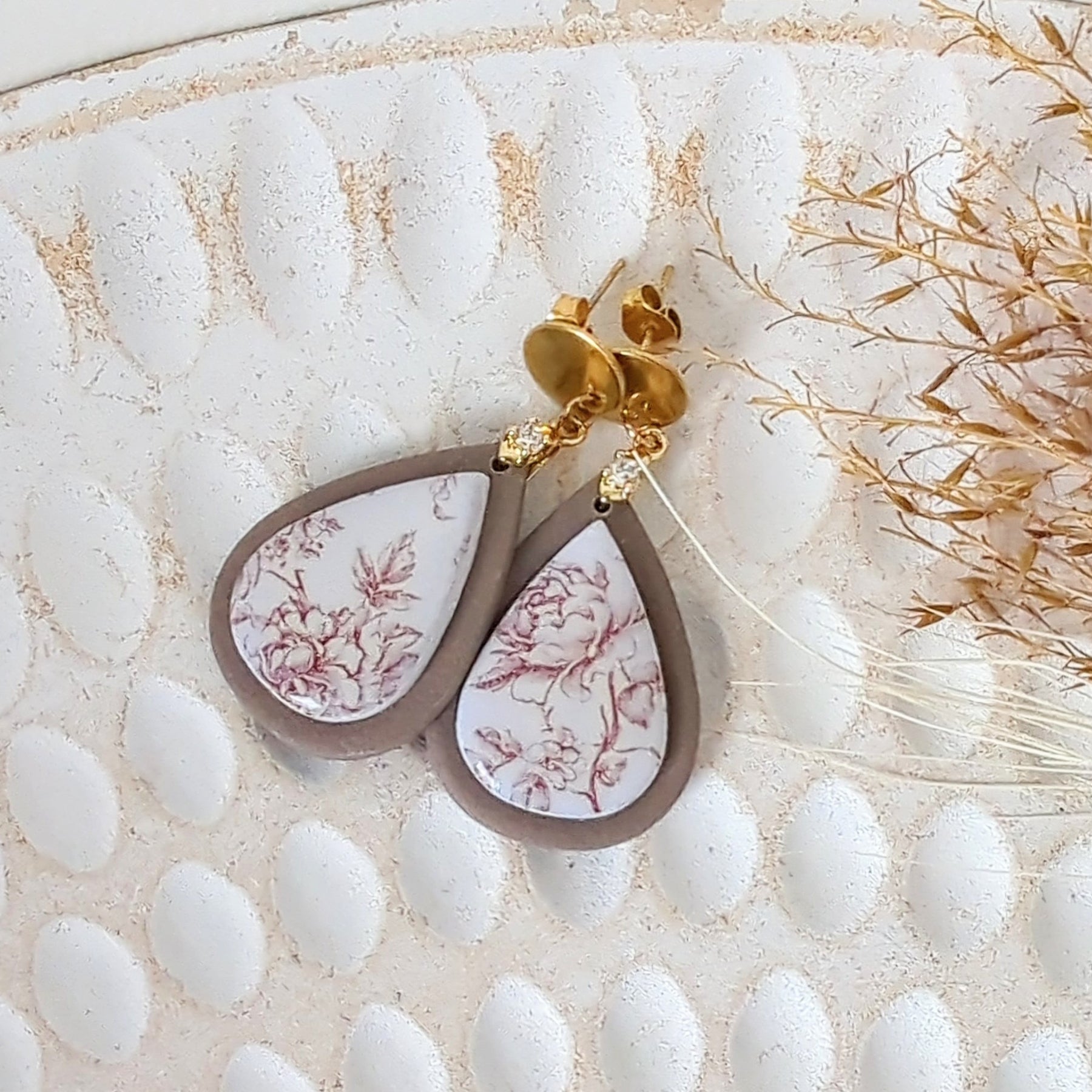 Russet Brown Rose Vine Earrings, Perfect for Autumn.