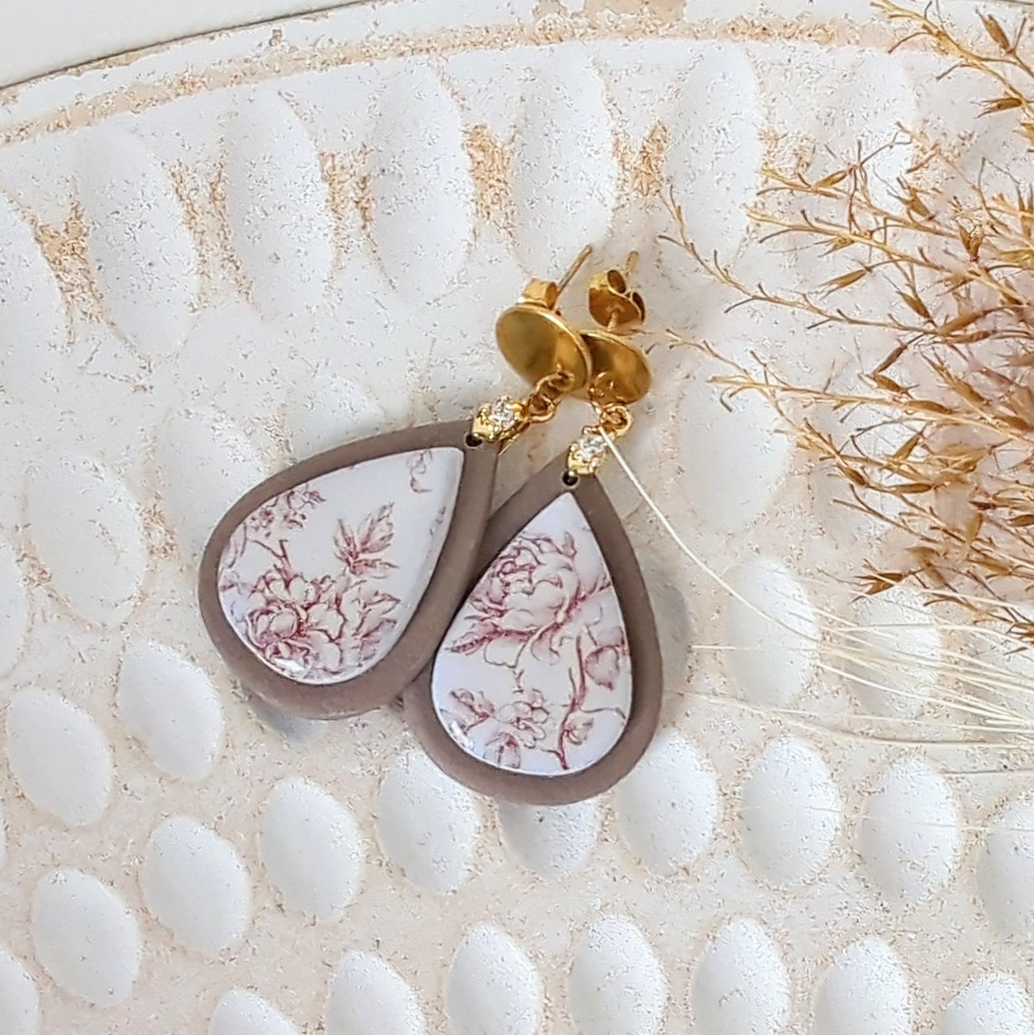 Russet Brown Rose Vine Earrings, Perfect for Autumn.