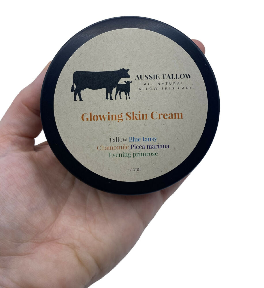 GLOWING SKIN BALM made from ORGANIC GRASS FED BEEF TALLOW 100ml ALL NATURAL INGREDIENTS