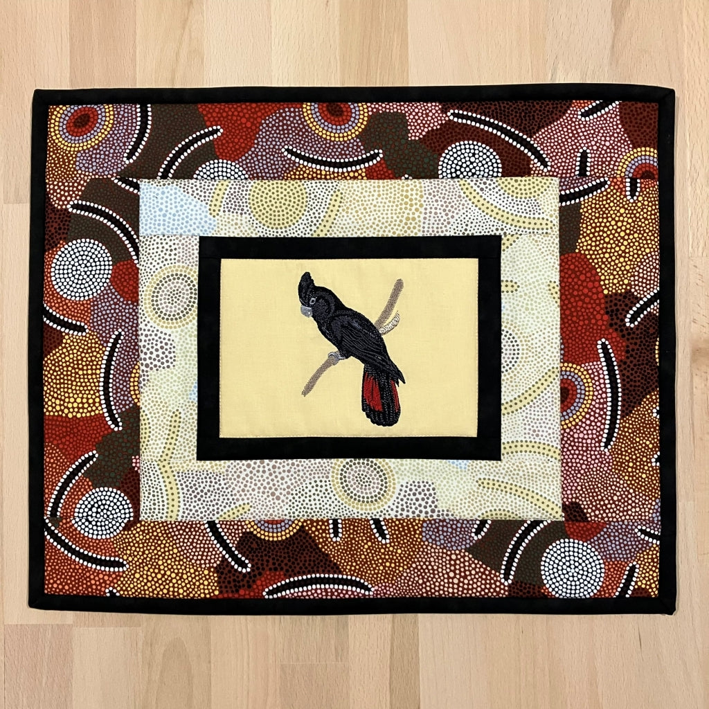 handmade Australian native quilted - red tailed black cockatoo