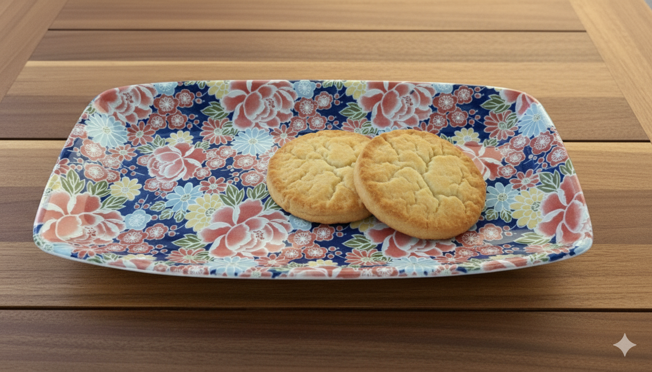 Ceramic Rectangular plate with an intricate Japanese floral design