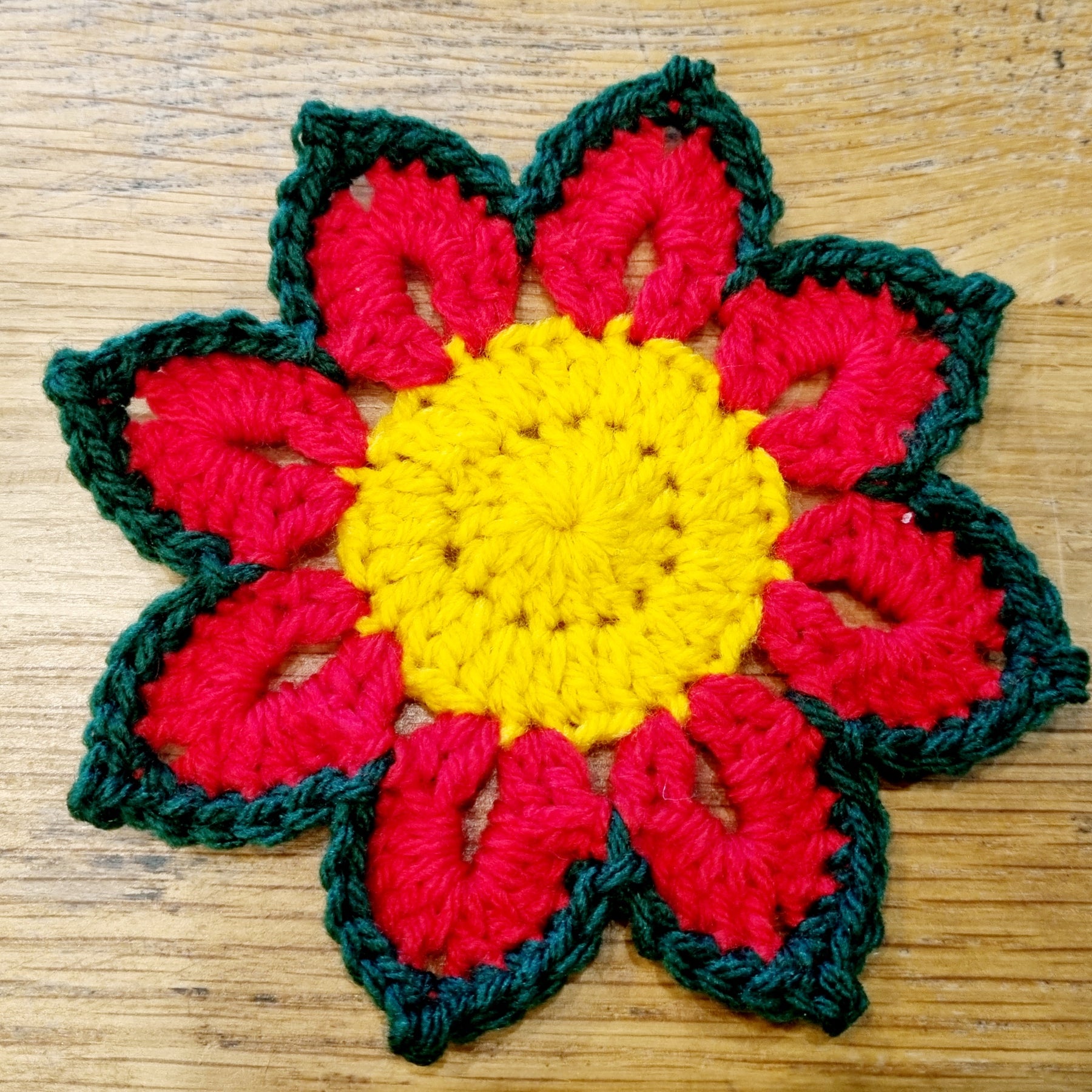 Crochet Coasters - Set of 3| Poinsettia Design | Christmas | Handmade