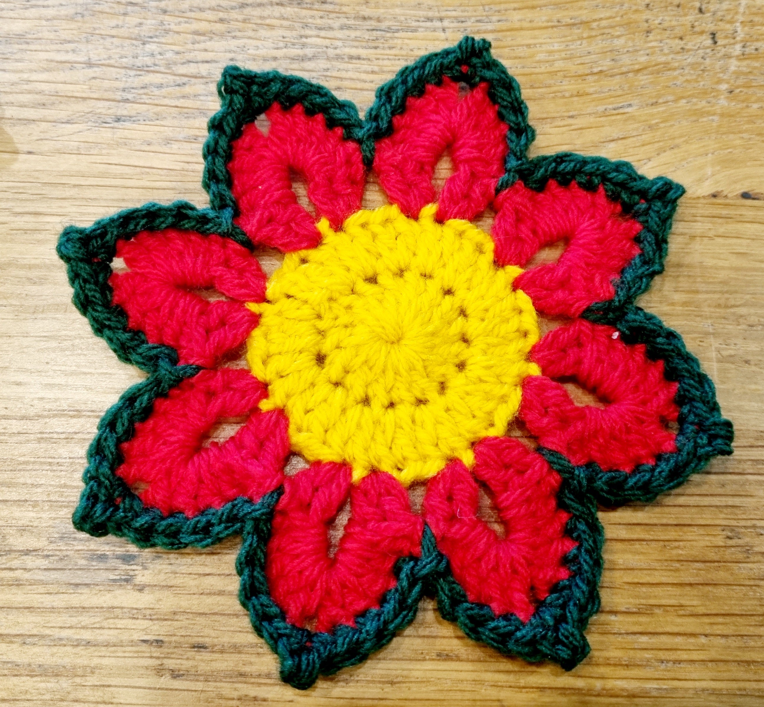 Crochet Coasters - Set of 3| Poinsettia Design | Christmas | Handmade