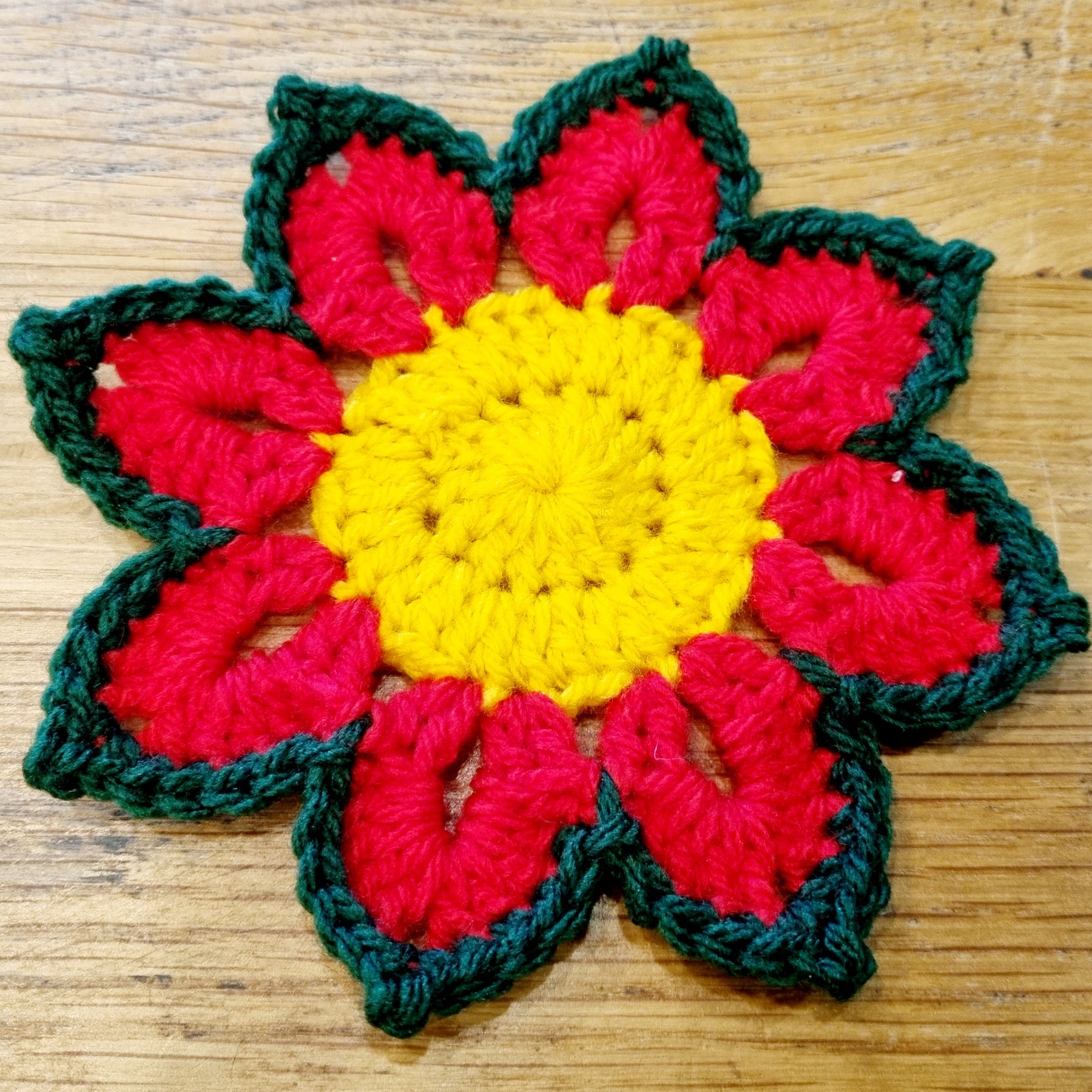 Crochet Coasters - Set of 3| Poinsettia Design | Christmas | Handmade