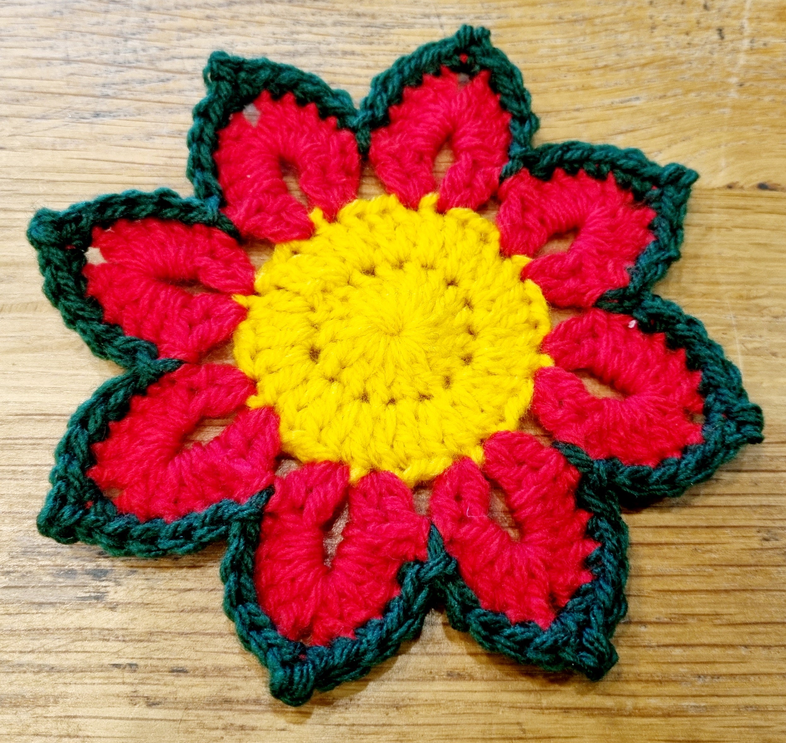 Crochet Coasters - Set of 3| Poinsettia Design | Christmas | Handmade