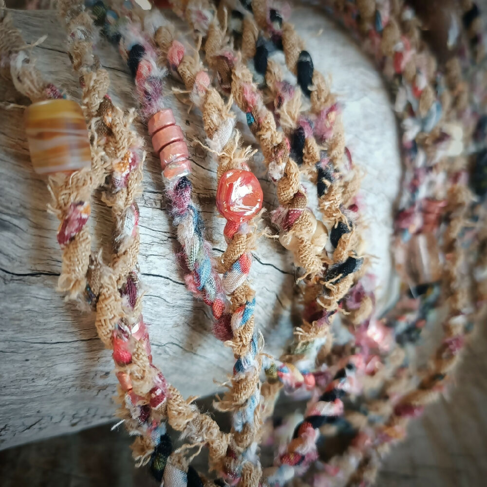 handmade cordage boho necklace earthy close up2