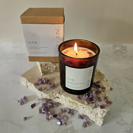 LUNA CANDLE | Lavender + Tonka Bean with Amethyst