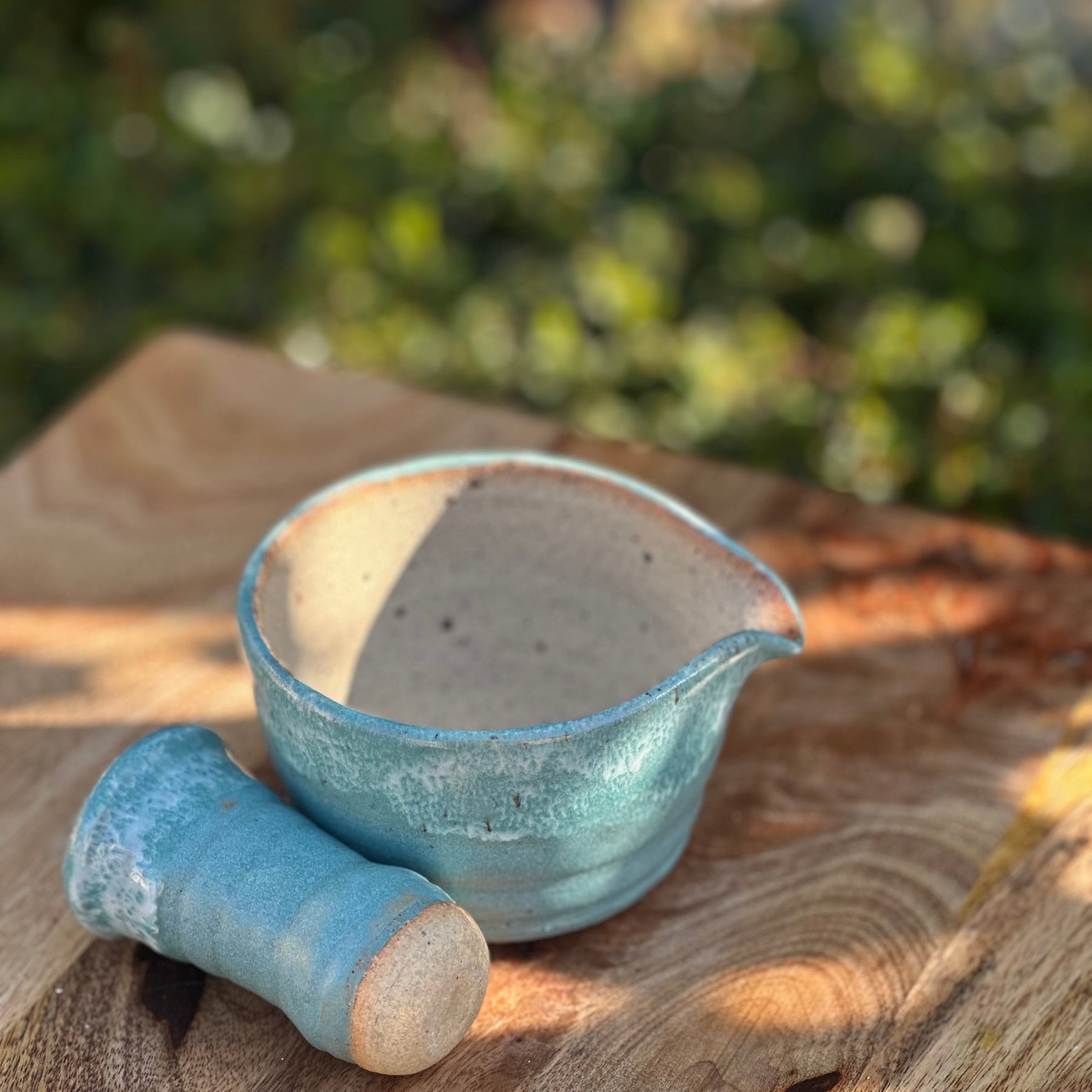 Ceramic Pestle and Mortar - Bunker Bay Blue