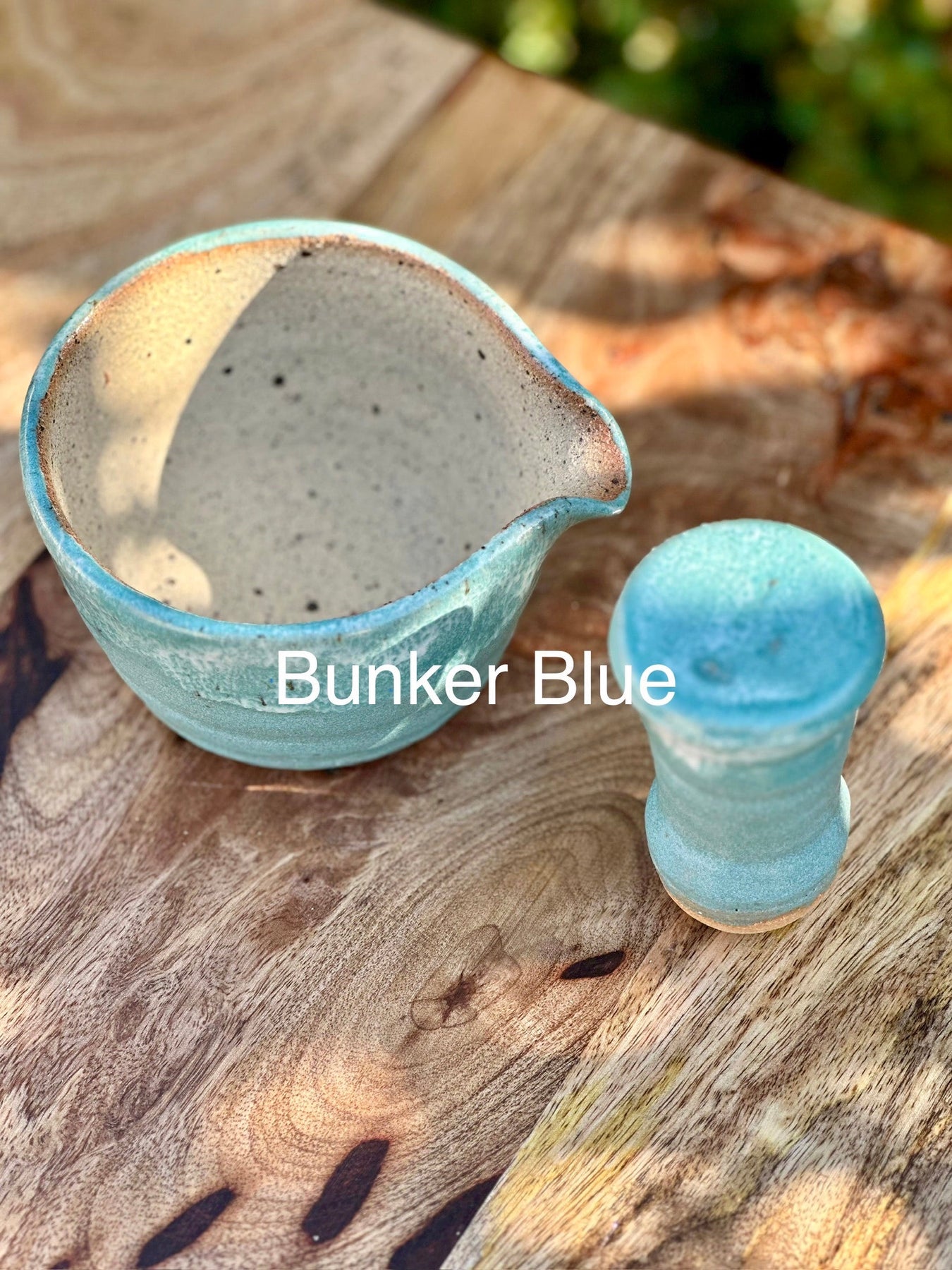 Ceramic Pestle and Mortar - Bunker Bay Blue