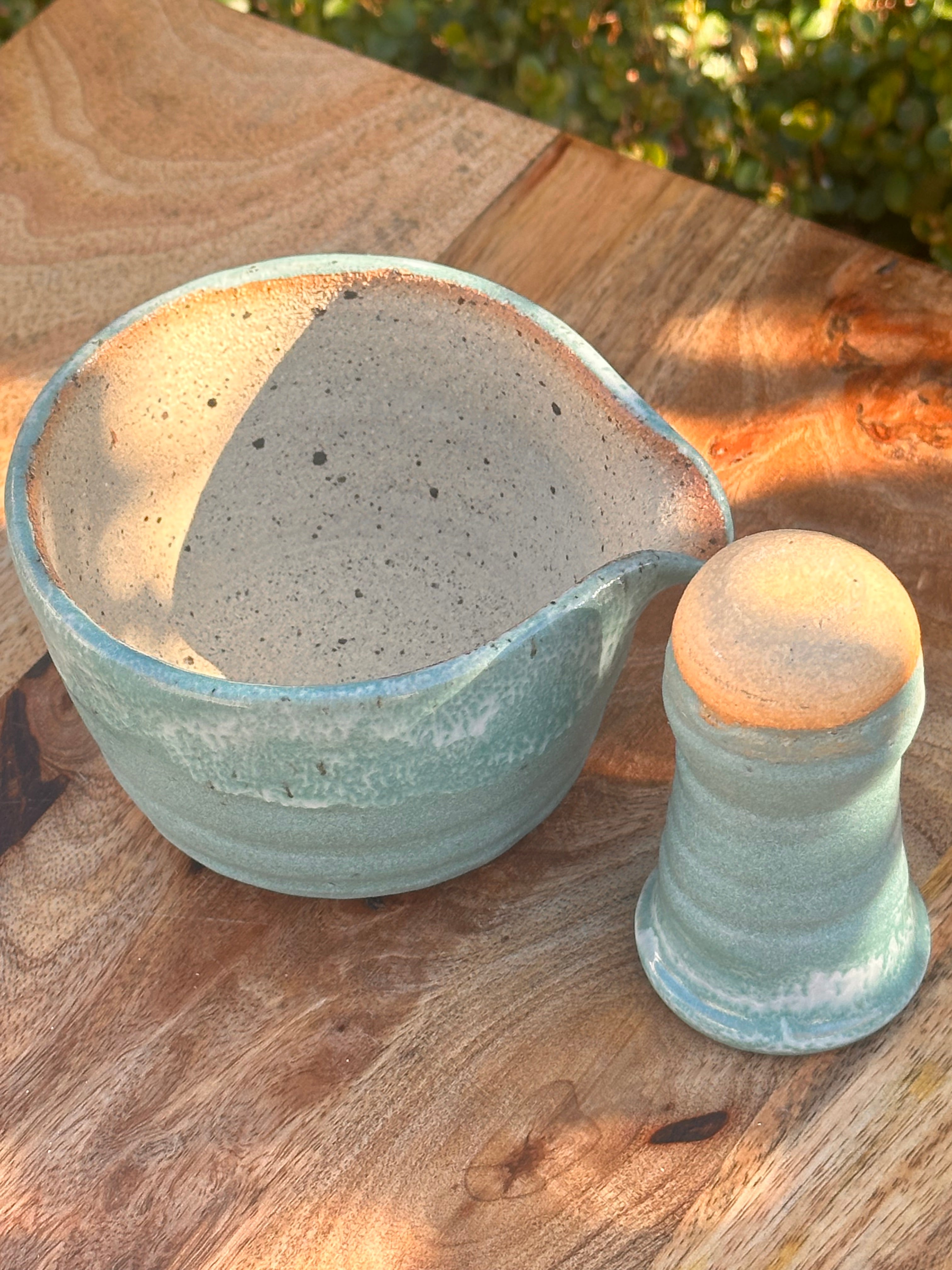 Ceramic Pestle and Mortar - Bunker Bay Blue