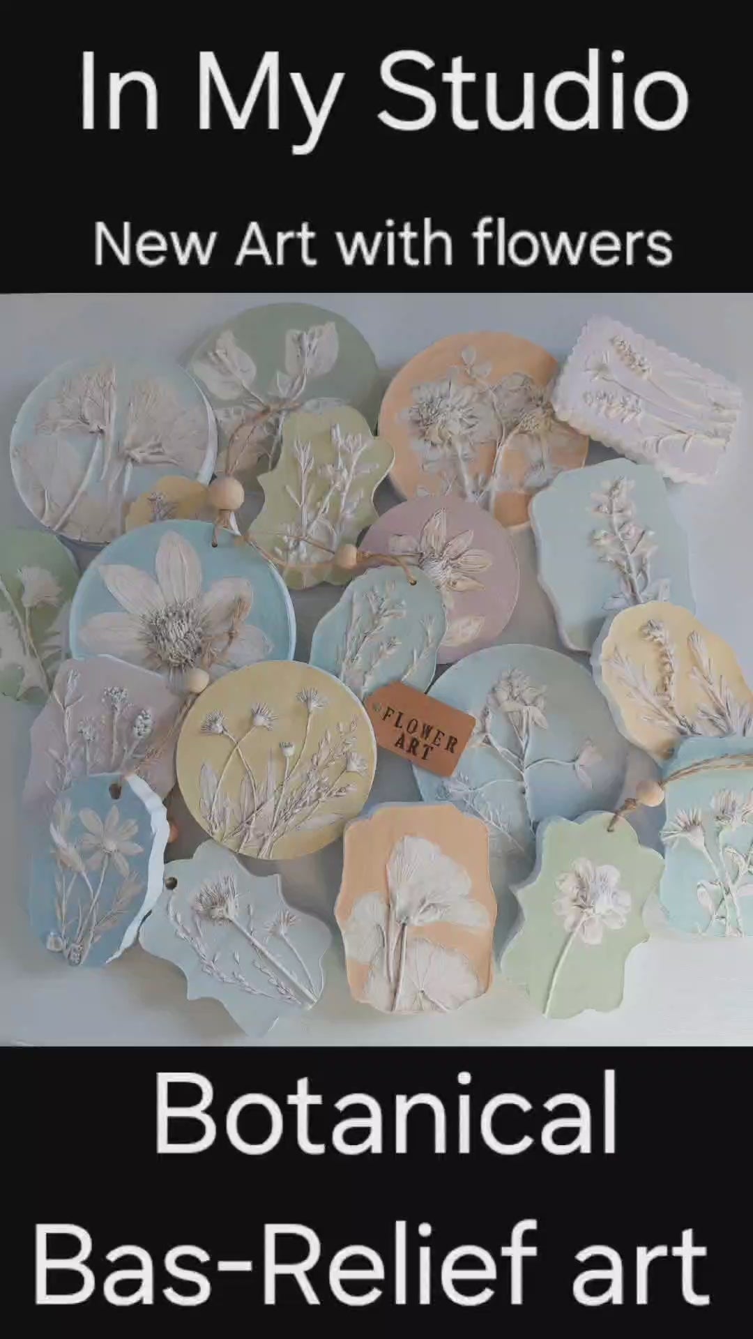 Hand-pressed Veronica Wall Art | Floral Bas-Relief Plaster Plaque