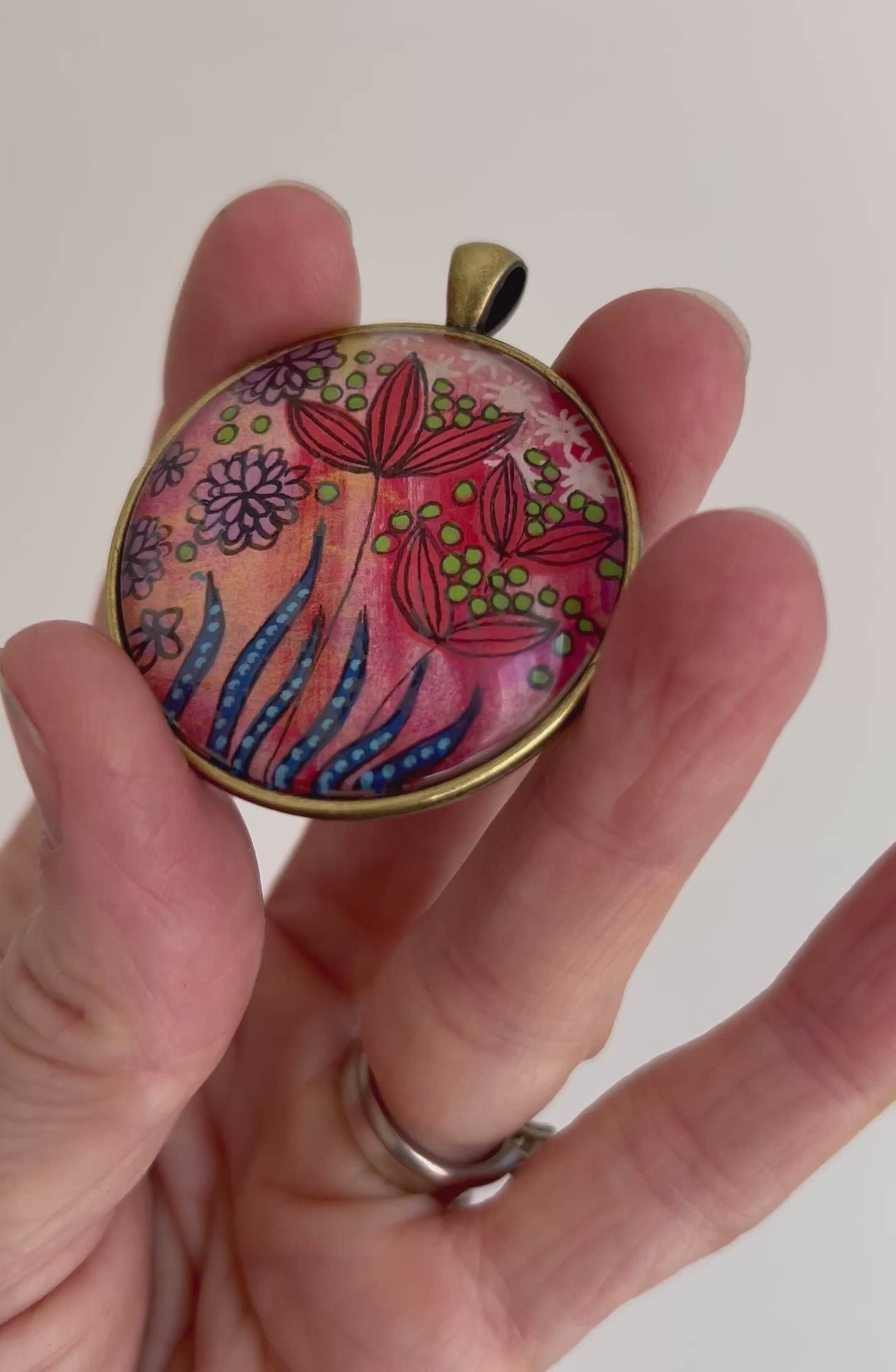 Hand-painted necklace : Ruby Sunshine