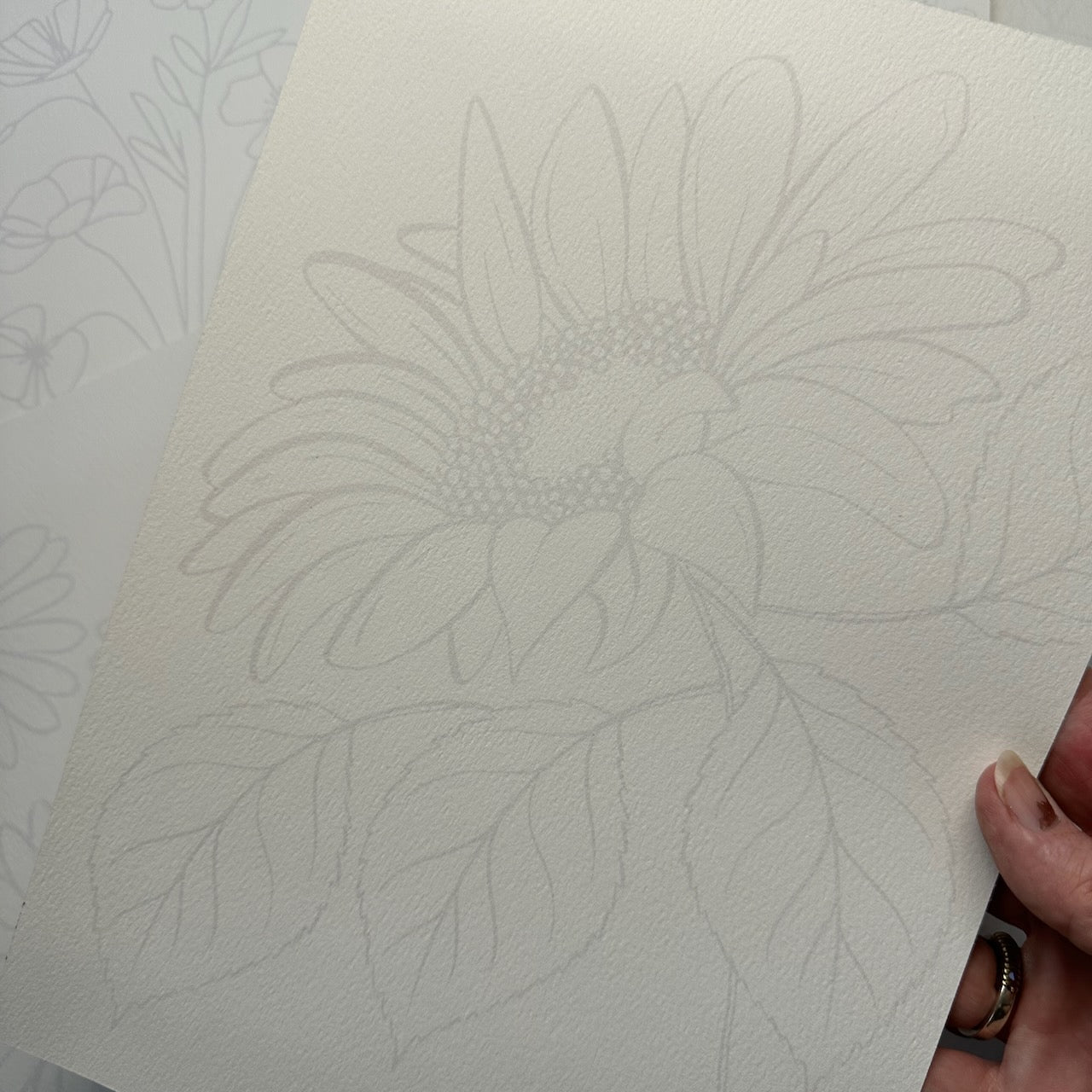 Sunflowers Watercolour Printable Line Drawing & Video Tutorial