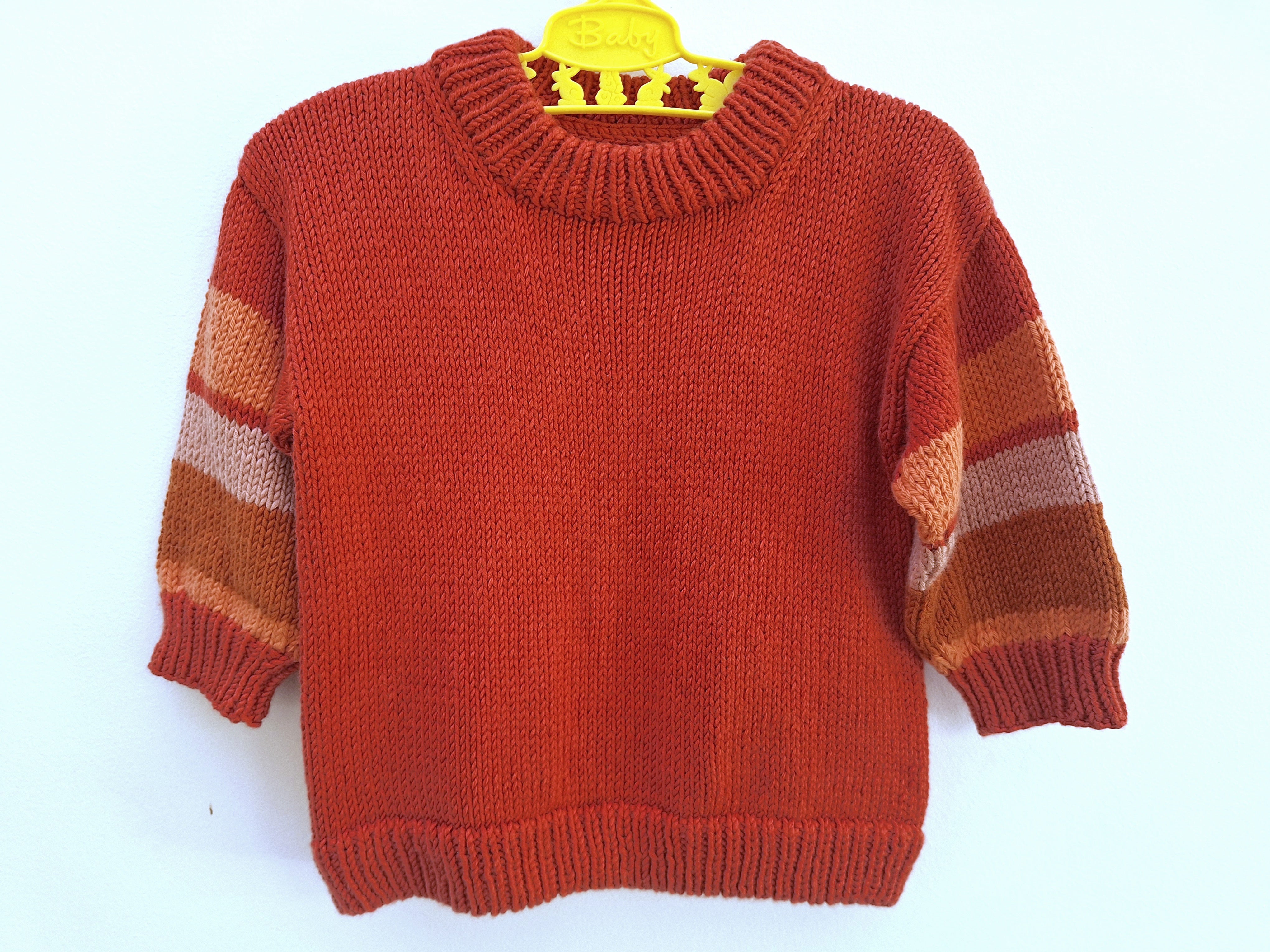 Infant 'Baby Brownie' Sweater 6mths Rust Red 100% natural yarn