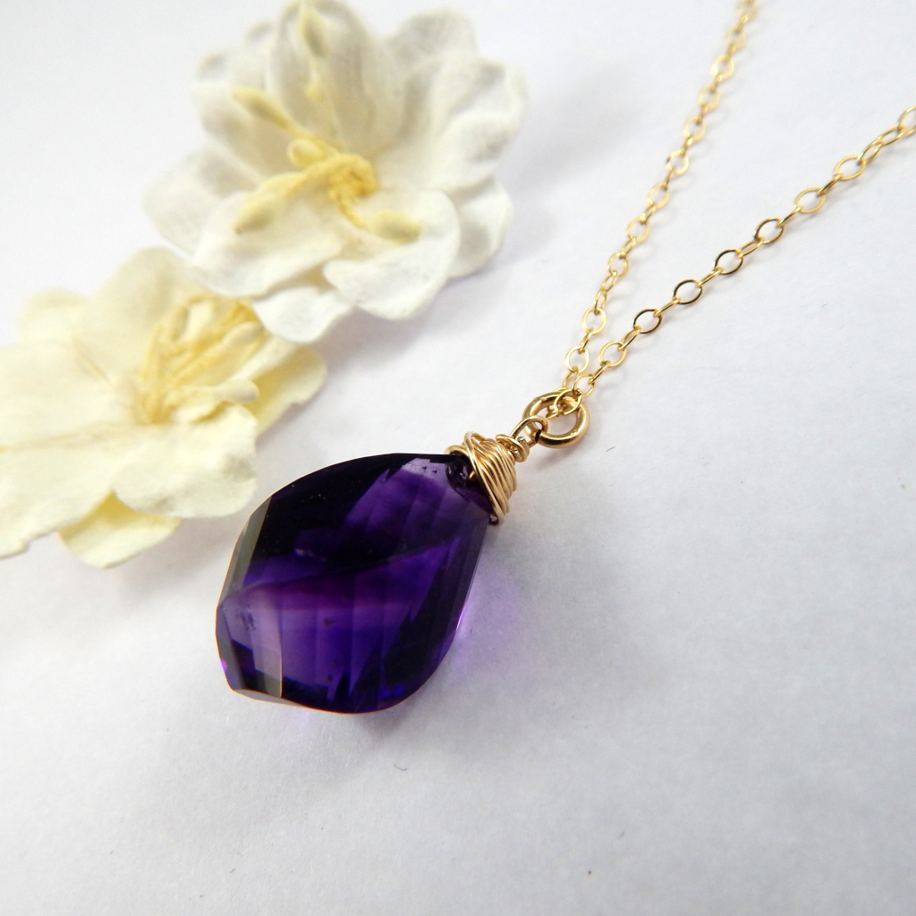 Amethyst Necklace,African Amethyst Twist Necklace,February Birthday
