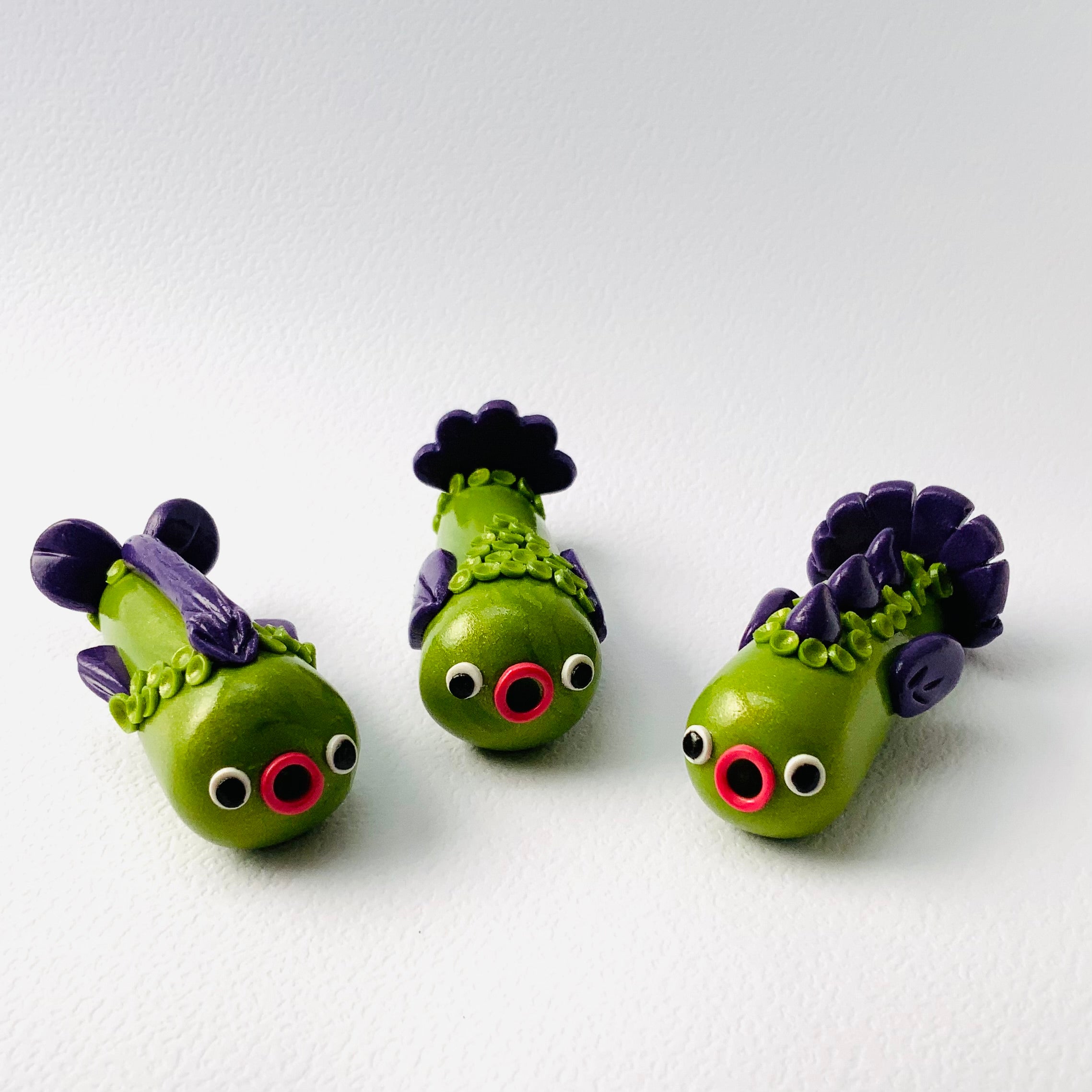 Fantastical Fishy Friends Trios: Whimsical Handmade Polymer Clay Fish