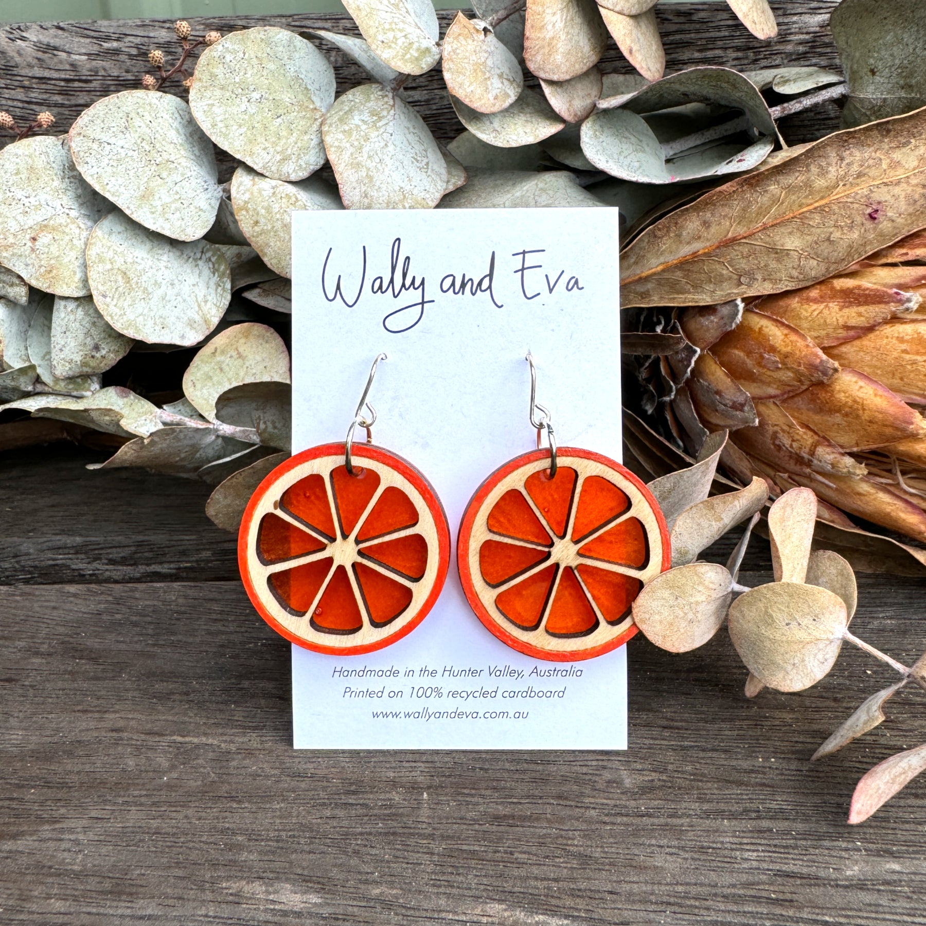 Lime Slice Hand Painted Wood and Resin Earrings
