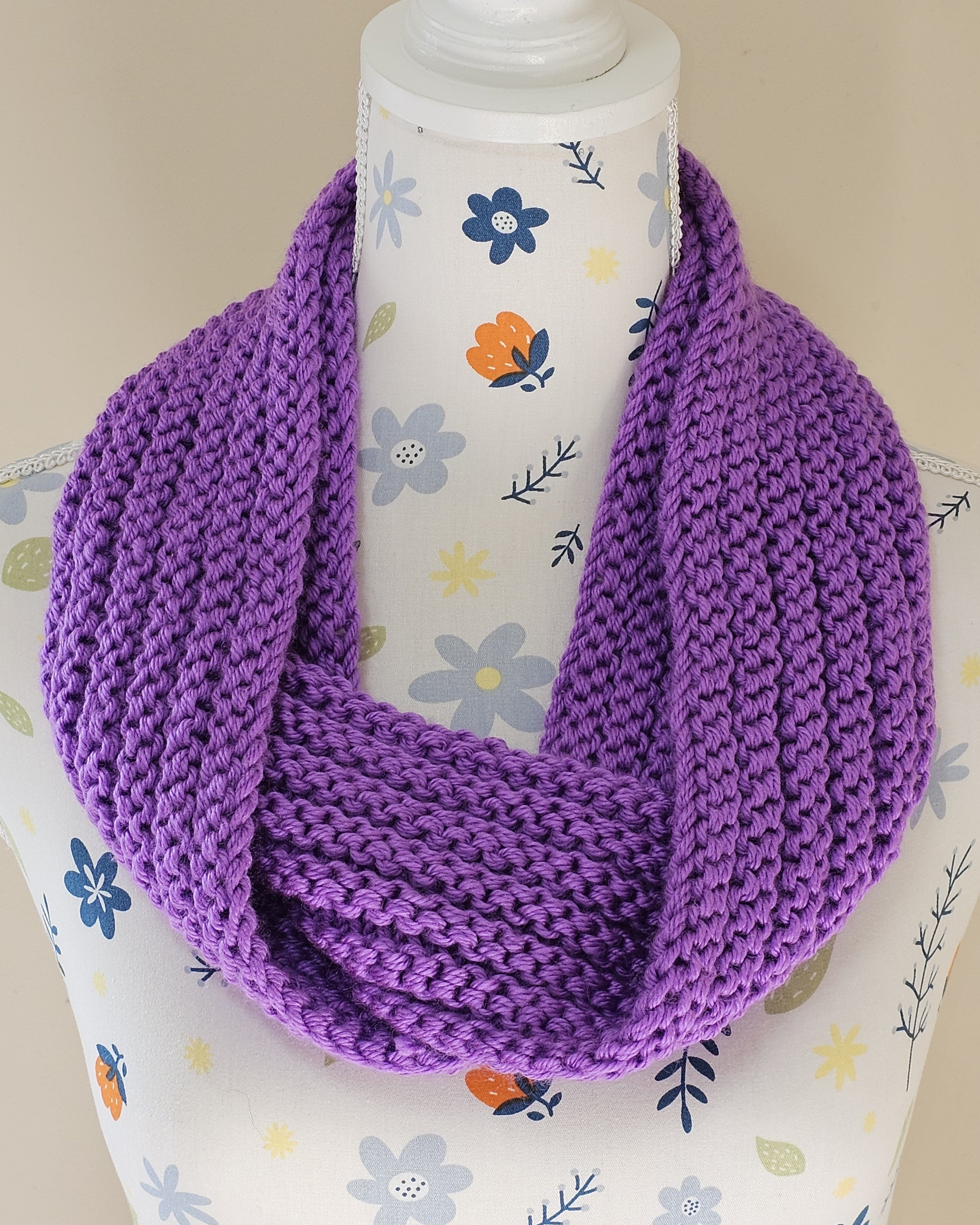 Handknit infinity scarf, adult size
