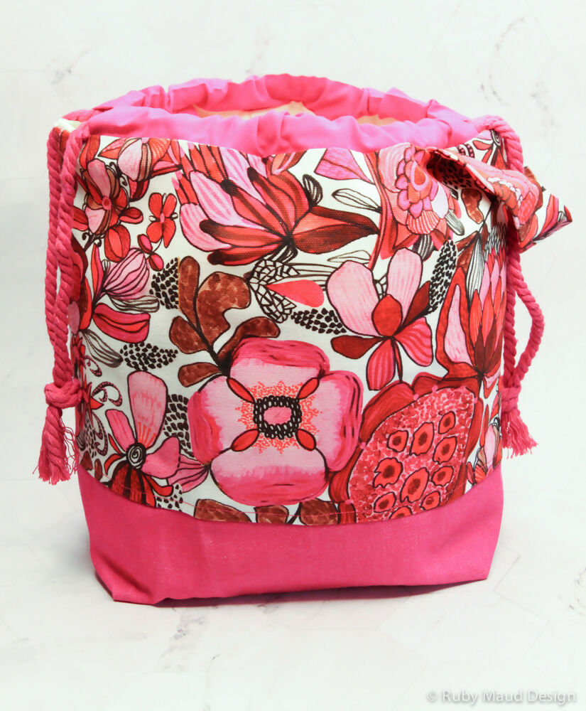 Large Knitting Project Bag - Pink Australiana