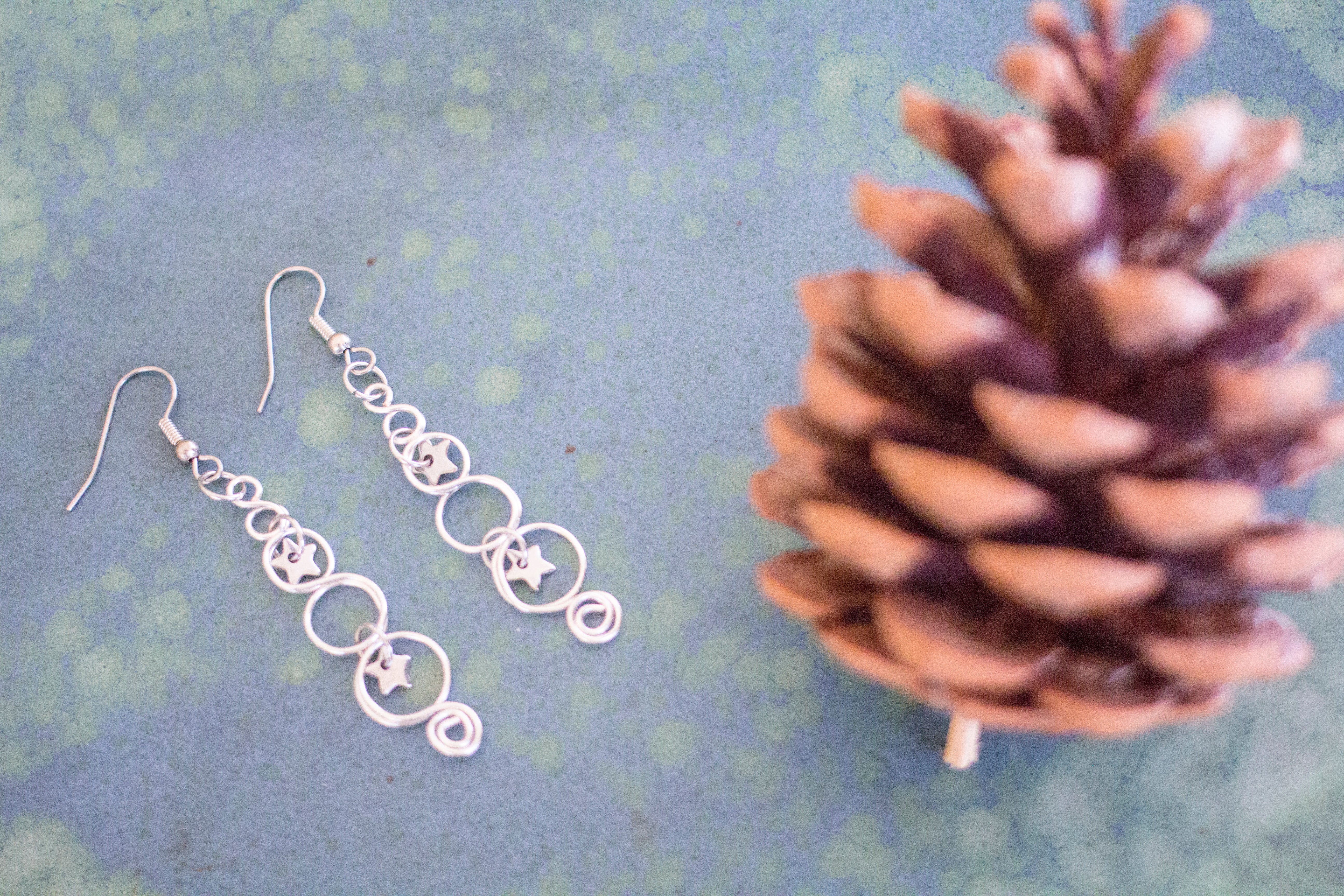 Silver Christmas Tree Earrings With Twinkling Stars | Christmas Jewellery