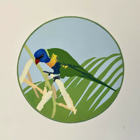 Rainbow Lorikeet - Reduction Lino Print