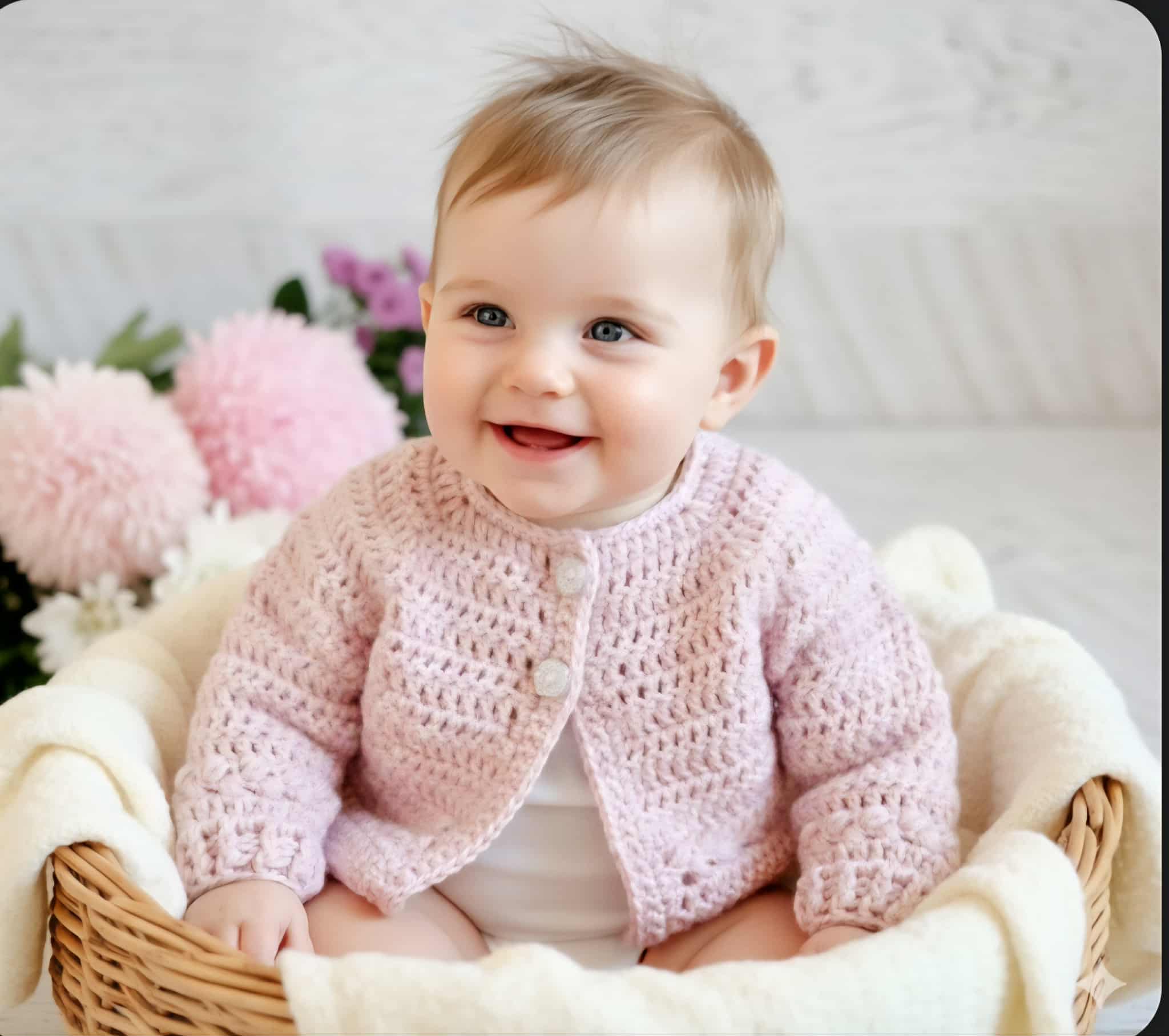 Baby Cardigan | Newborn | Dusty Pink | Handmade | Crocheted Jacket