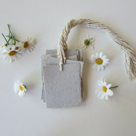 Woodland Grey swing tags / 12 Handmade Recycled paper gift tags