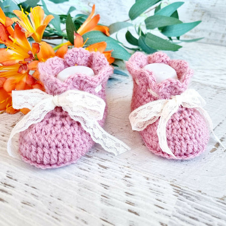 Baby Booties Pale Rose Newborn Crochet Knit Shoes Socks