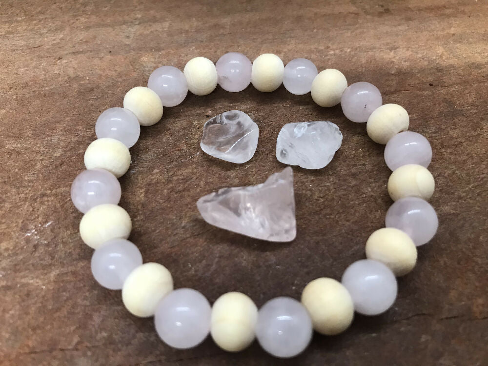 Natural Wood and Crystal Healing Bracelet - Assorted