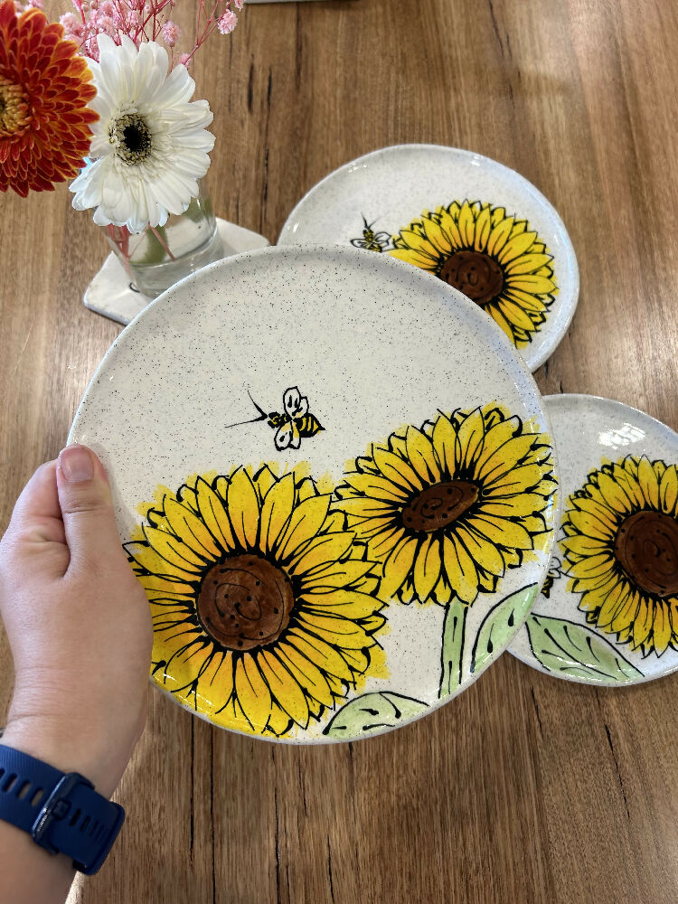Set of Three Sunflower Plates